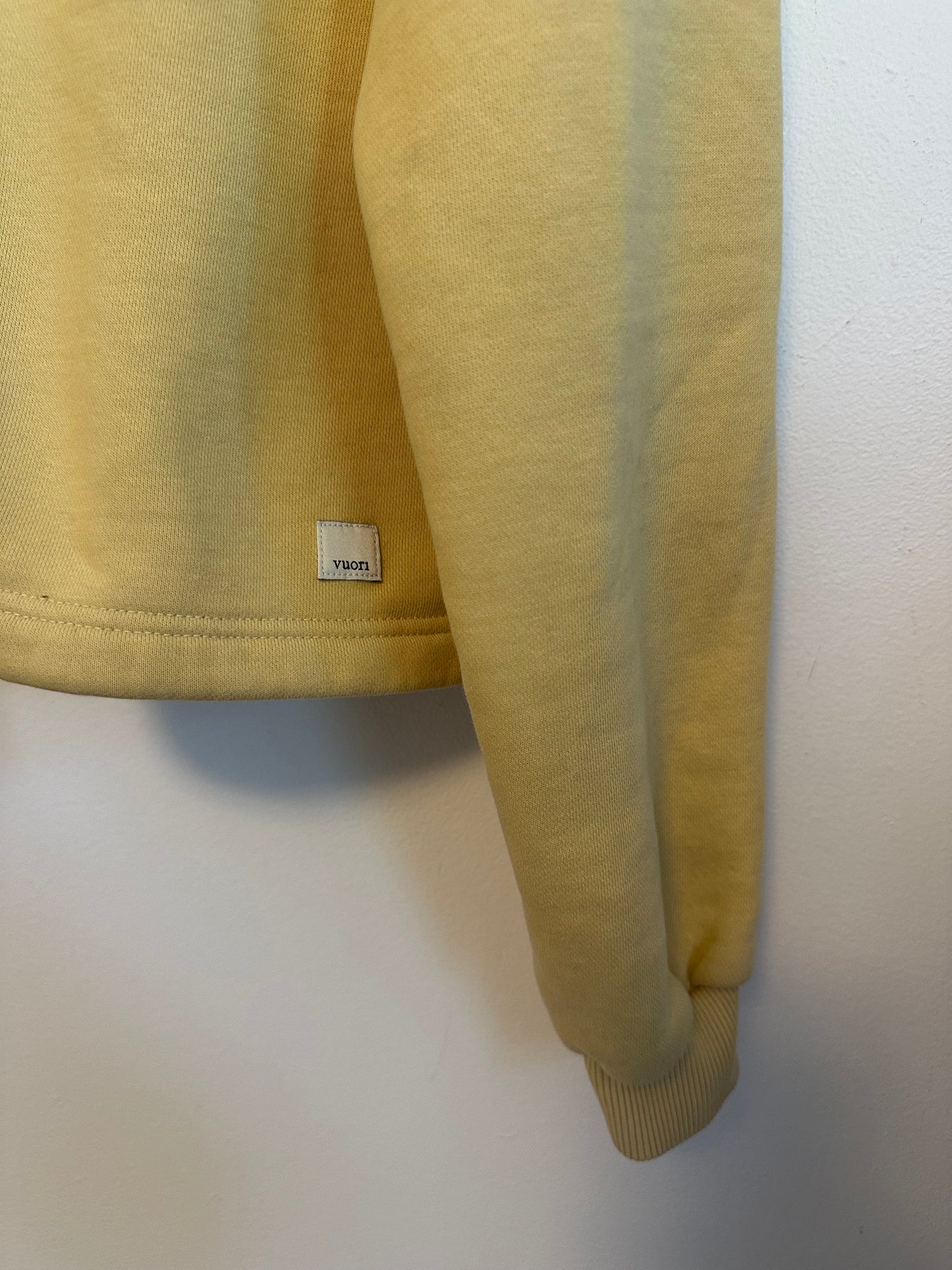 Vuori Yellow Cropped Crewneck Drawstring Hem Sweatshirt