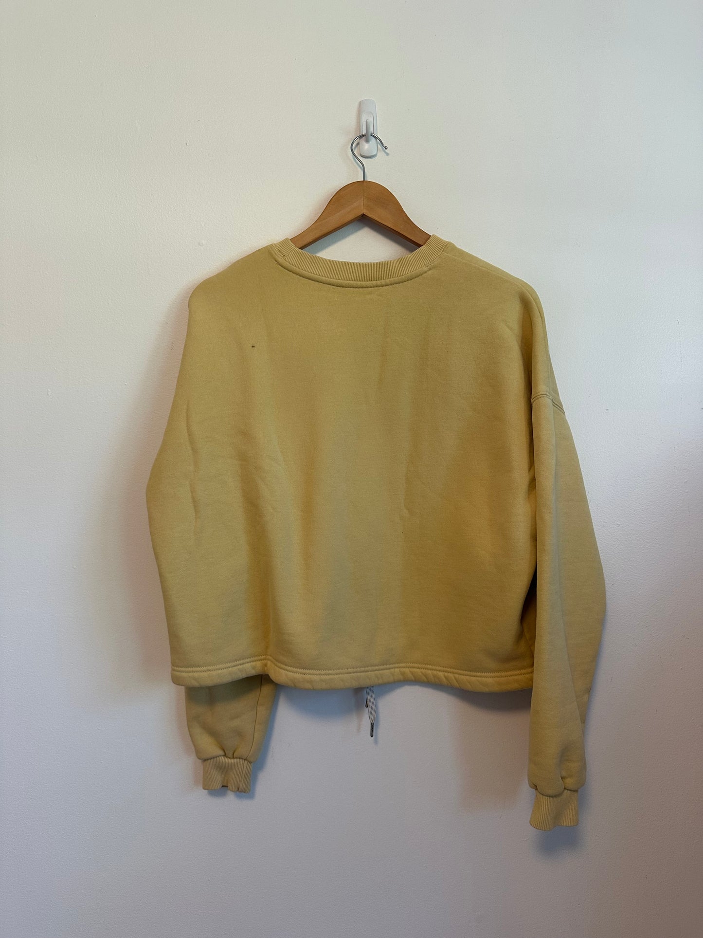 Vuori Yellow Cropped Crewneck Drawstring Hem Sweatshirt