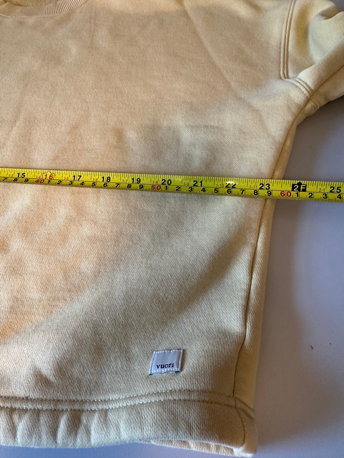 Vuori Yellow Cropped Crewneck Drawstring Hem Sweatshirt