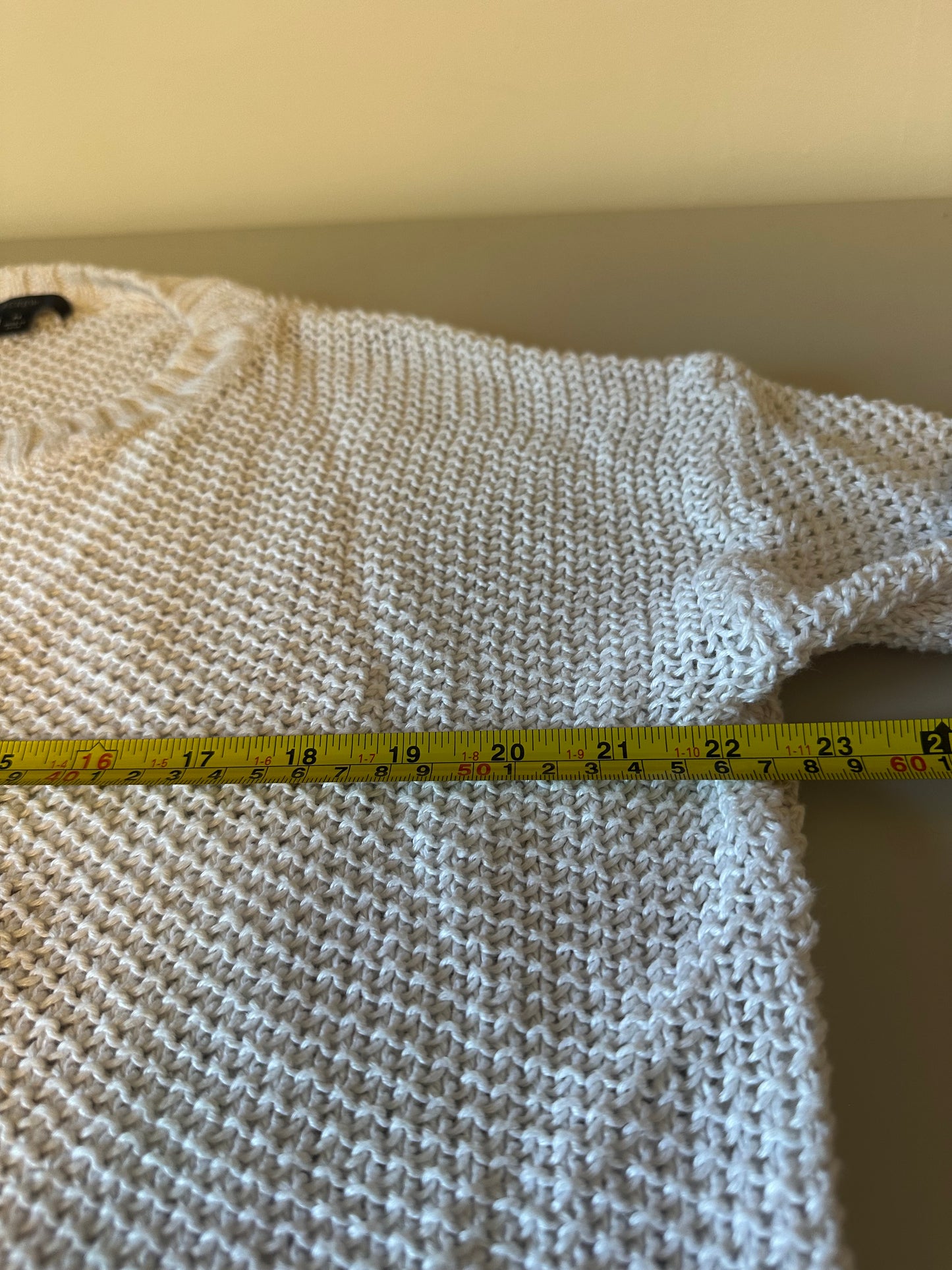 J. Crew Open Knit Crew Neck White Relaxed Sweater | Size Medium