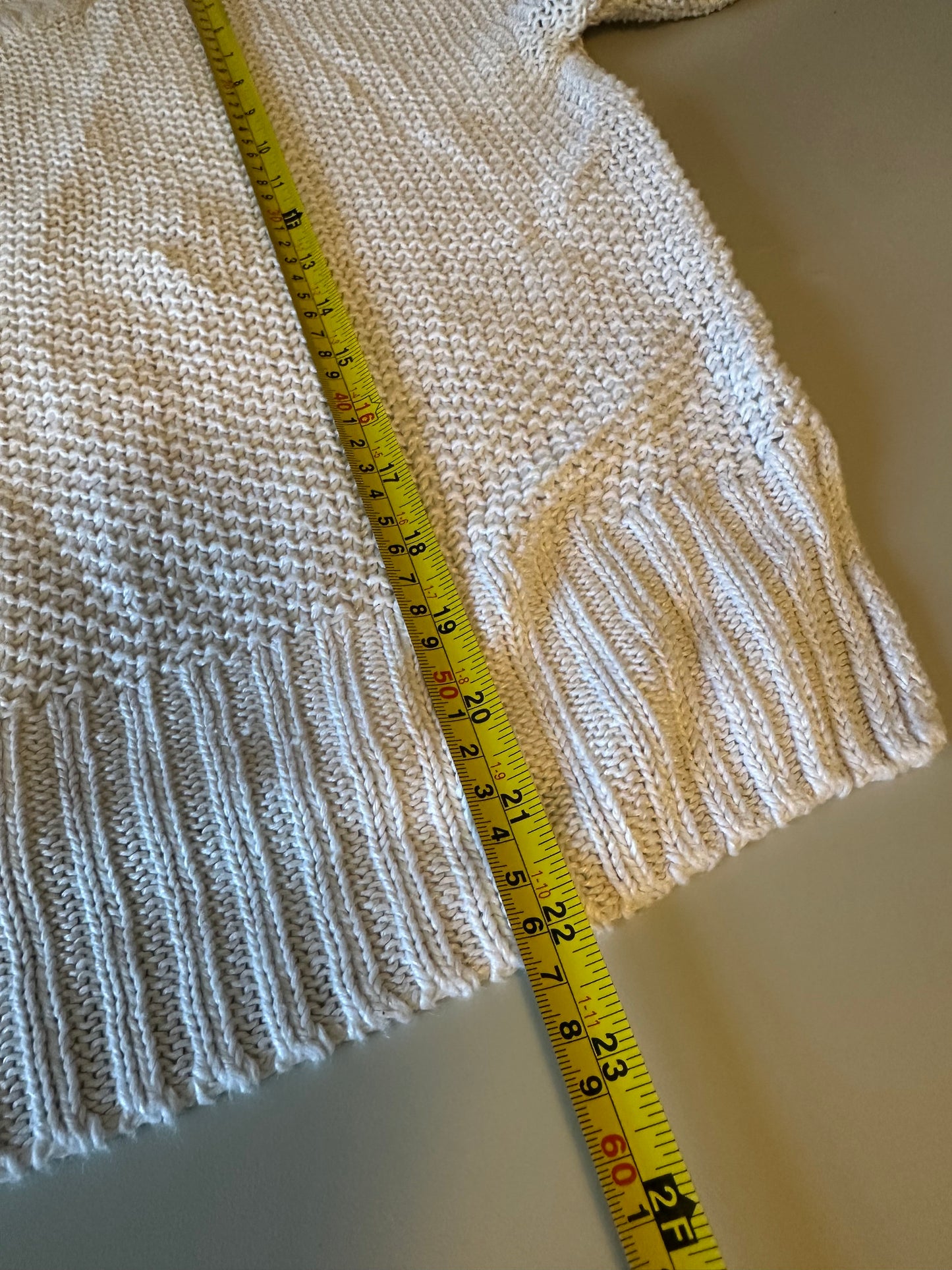 J. Crew Open Knit Crew Neck White Relaxed Sweater | Size Medium