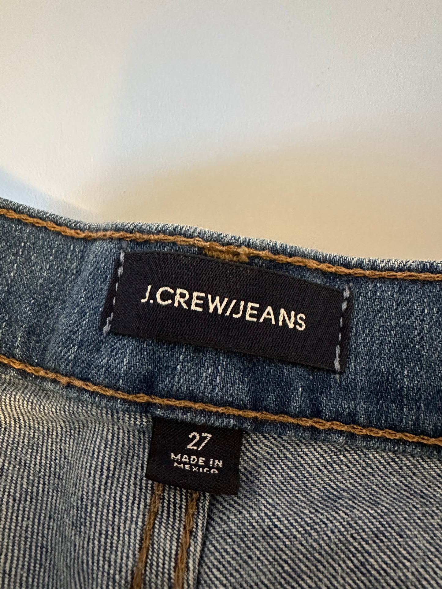 J. Crew High Rise Denim Button Fly Raw Hem Jean Shorts | Size 27