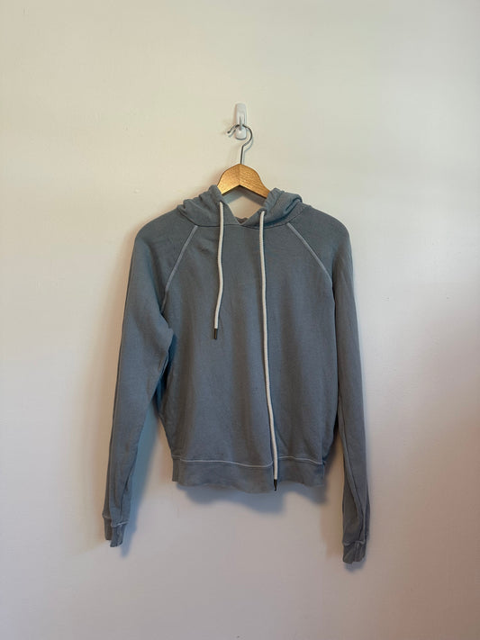 THE GREAT. Dusty Blue Cotton French Terry Raglan Hoodie | Size 1 (Small)