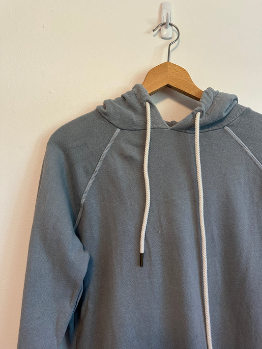 THE GREAT. Dusty Blue Cotton French Terry Raglan Hoodie | Size 1 (Small)