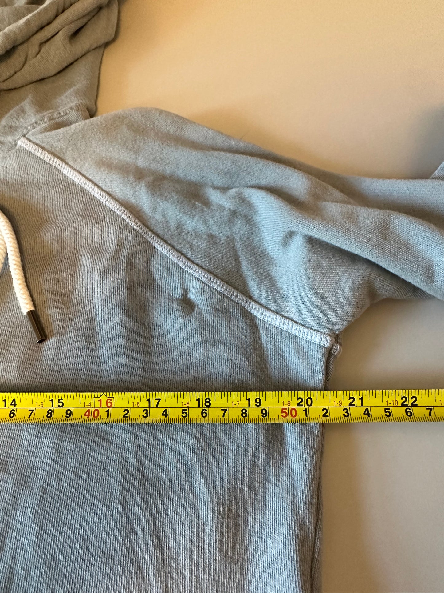 THE GREAT. Dusty Blue Cotton French Terry Raglan Hoodie | Size 1 (Small)