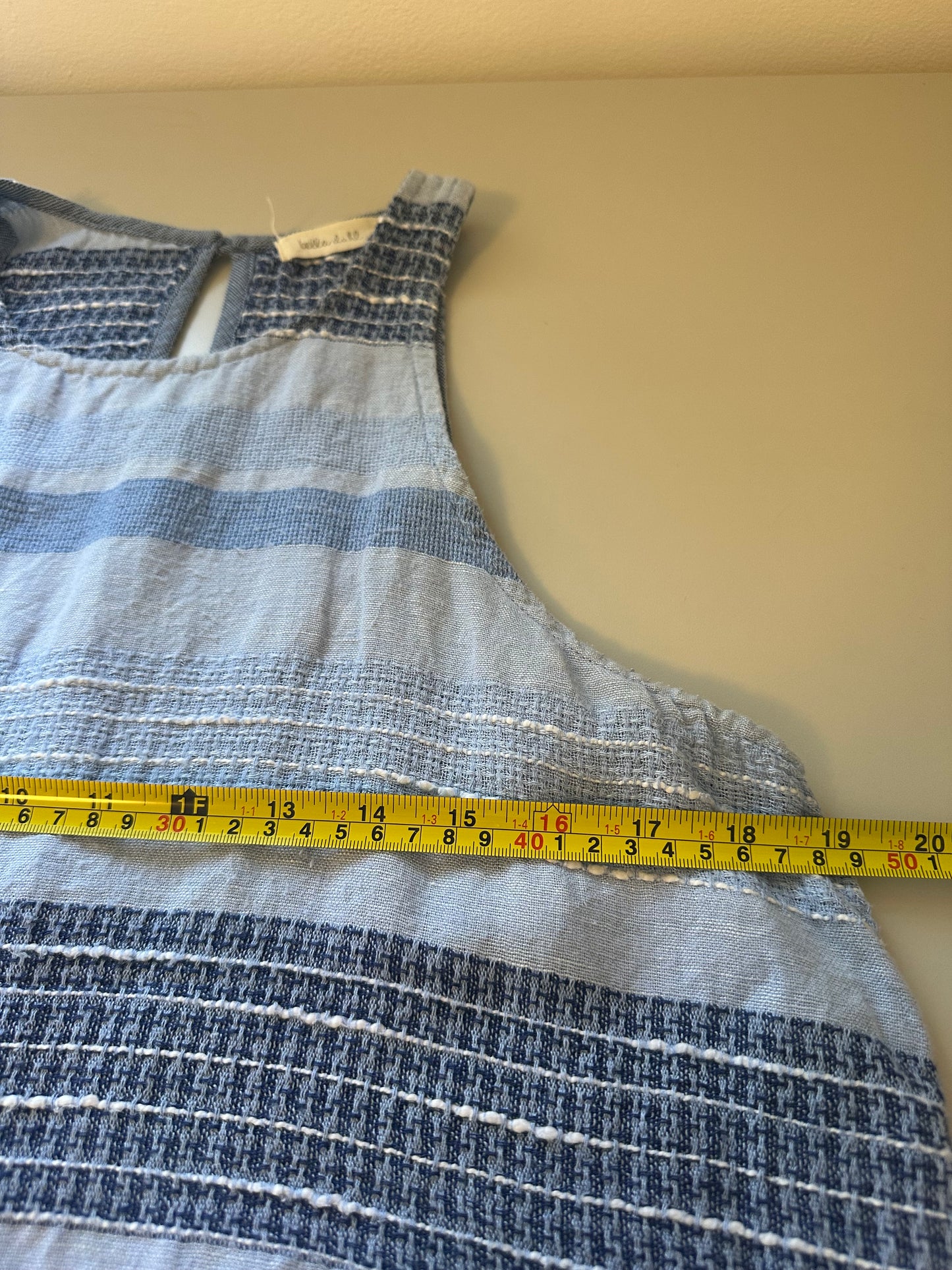 Bella Dahl Linen Blend Blue Textured Tank Top | Size Medium