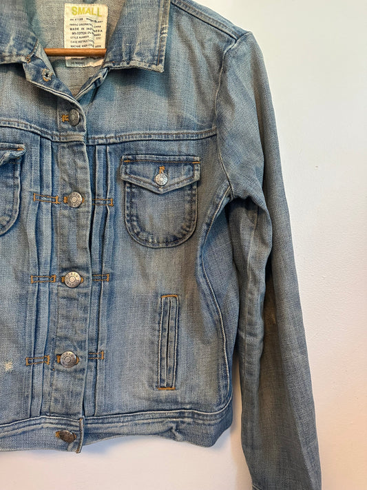 J. Crew Denim Trucker Jacket Medium Wash in Stretch Cotton | Size Small