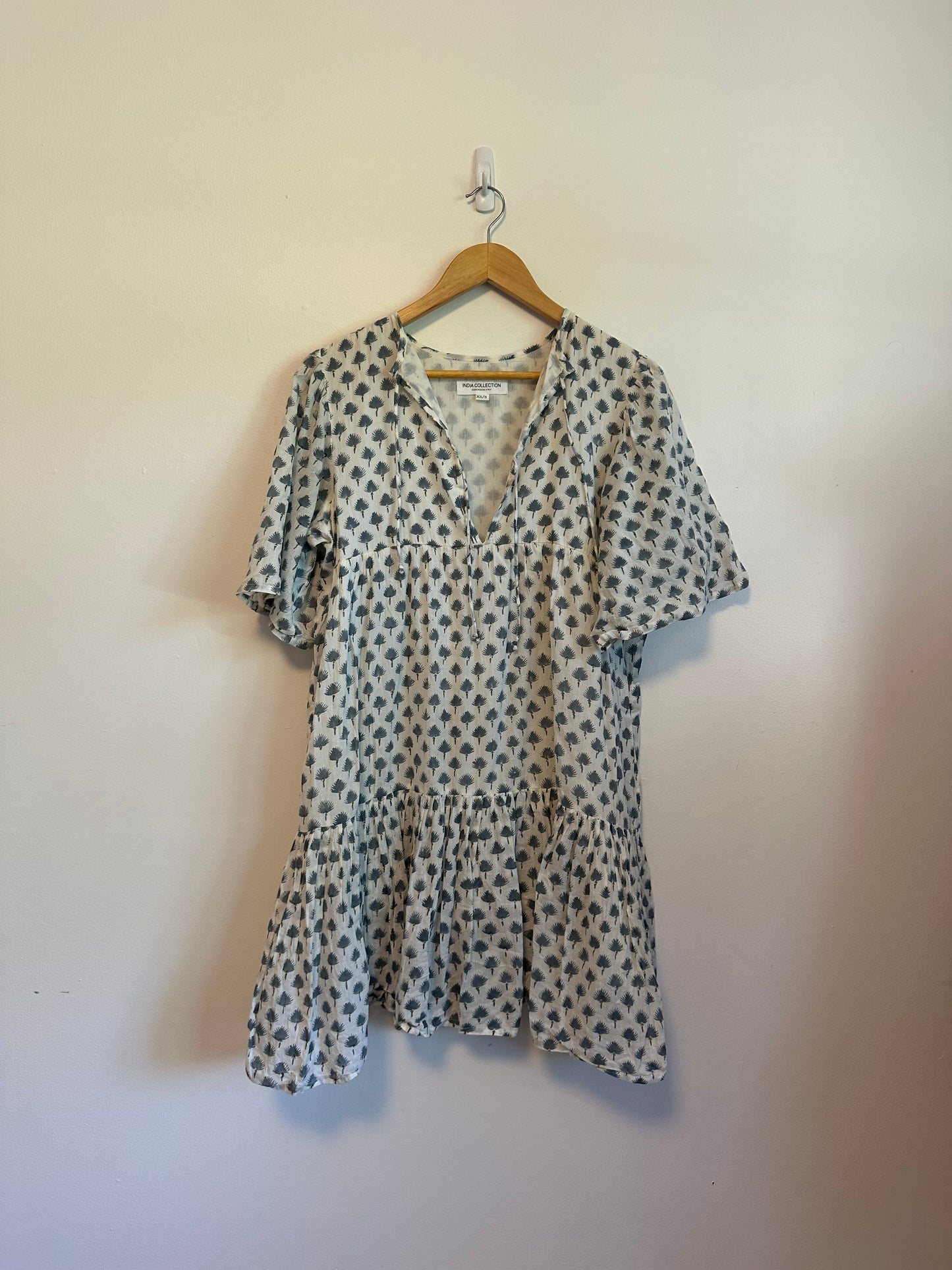 Emerson Fry India Collection Isla 2 Organic Cotton Block Print Tiered Mini Dress | XS/S