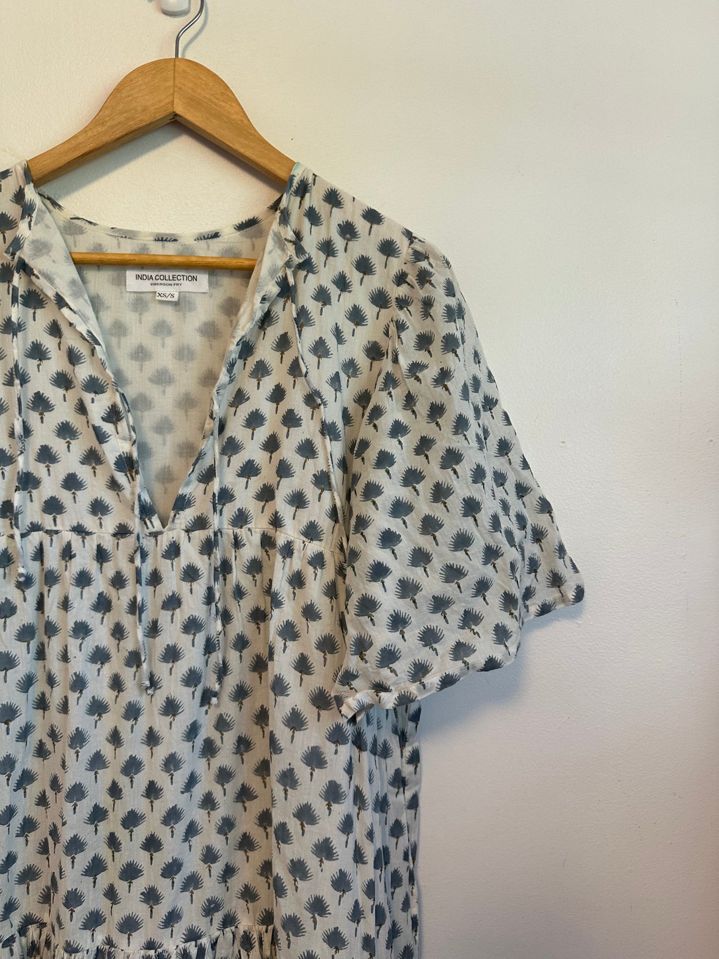 Emerson Fry India Collection Isla 2 Organic Cotton Block Print Tiered Mini Dress | XS/S