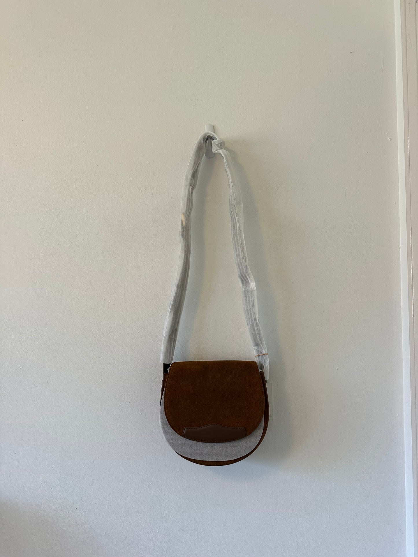 NWT Quince Italian Suede Saddle Bag in Whiskey Brown