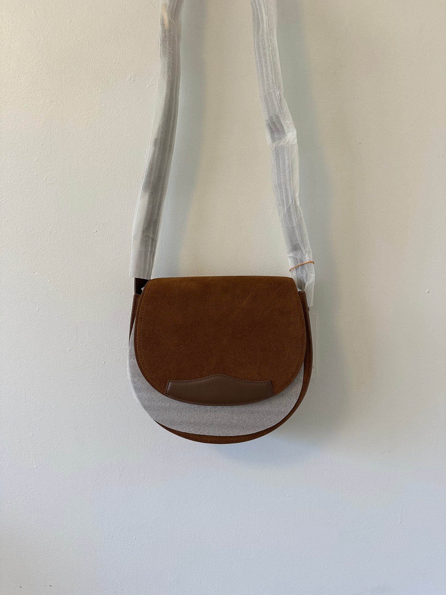 NWT Quince Italian Suede Saddle Bag in Whiskey Brown
