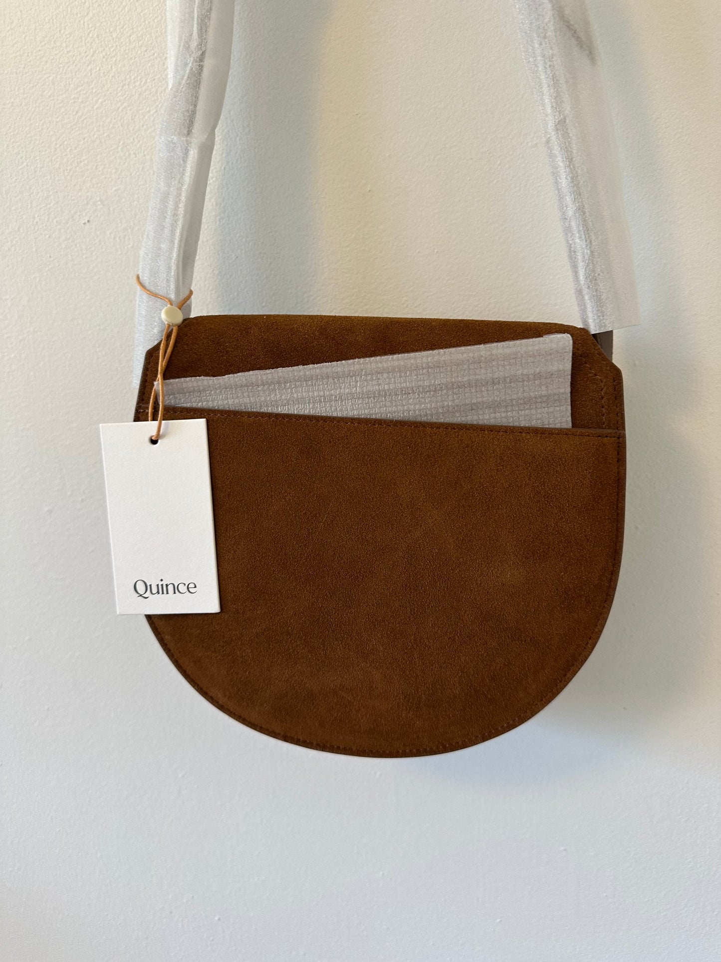 NWT Quince Italian Suede Saddle Bag in Whiskey Brown