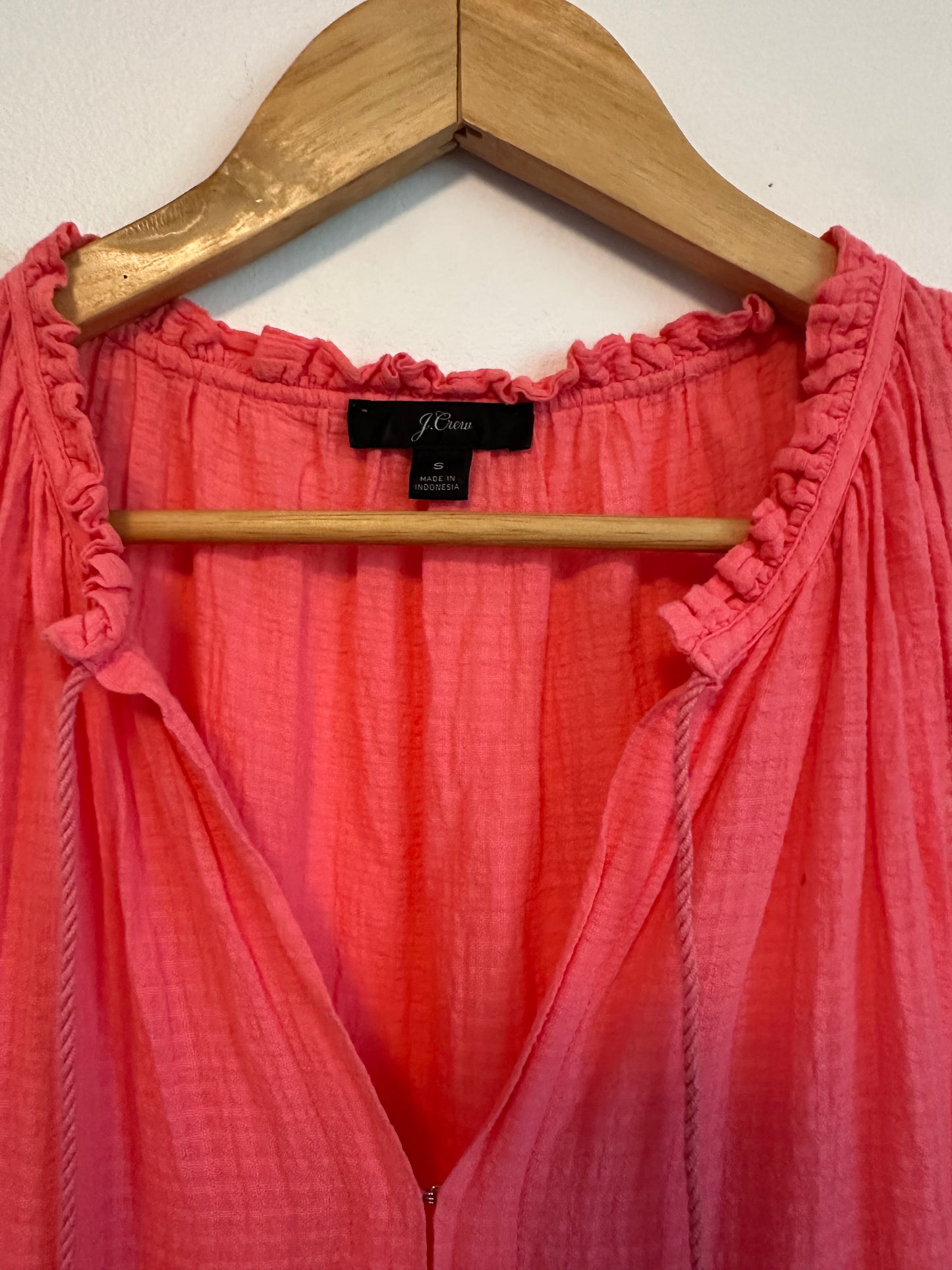 J. Crew Coral Pink Tiered Sleeveless Tassel V-Neck Dress | Size Small