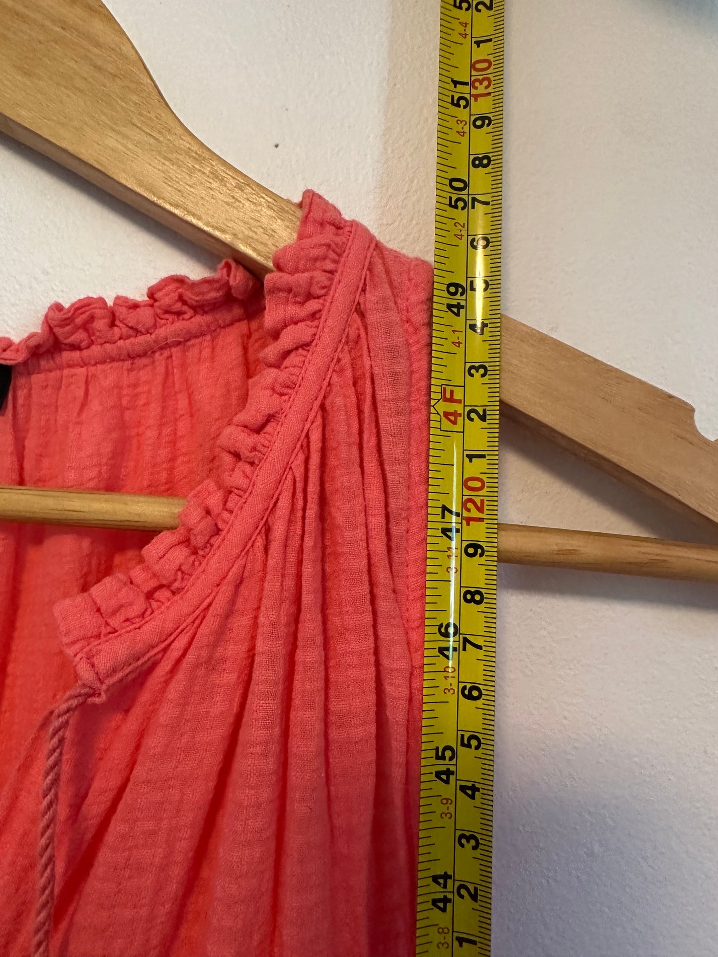 J. Crew Coral Pink Tiered Sleeveless Tassel V-Neck Dress | Size Small