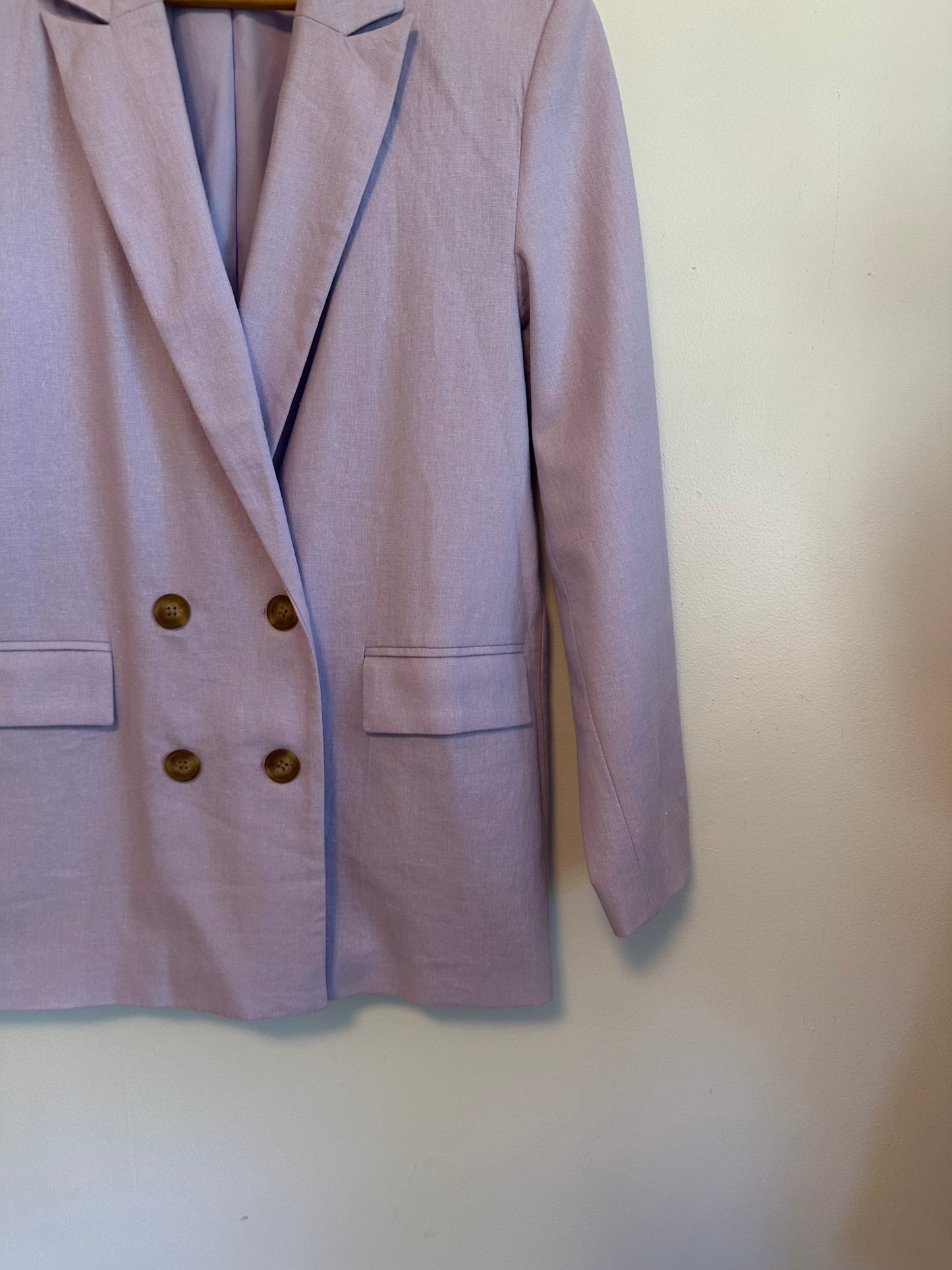 Old Navy Lavender Purple Linen Blend Double Breasted Blazer Jacket | Size Small