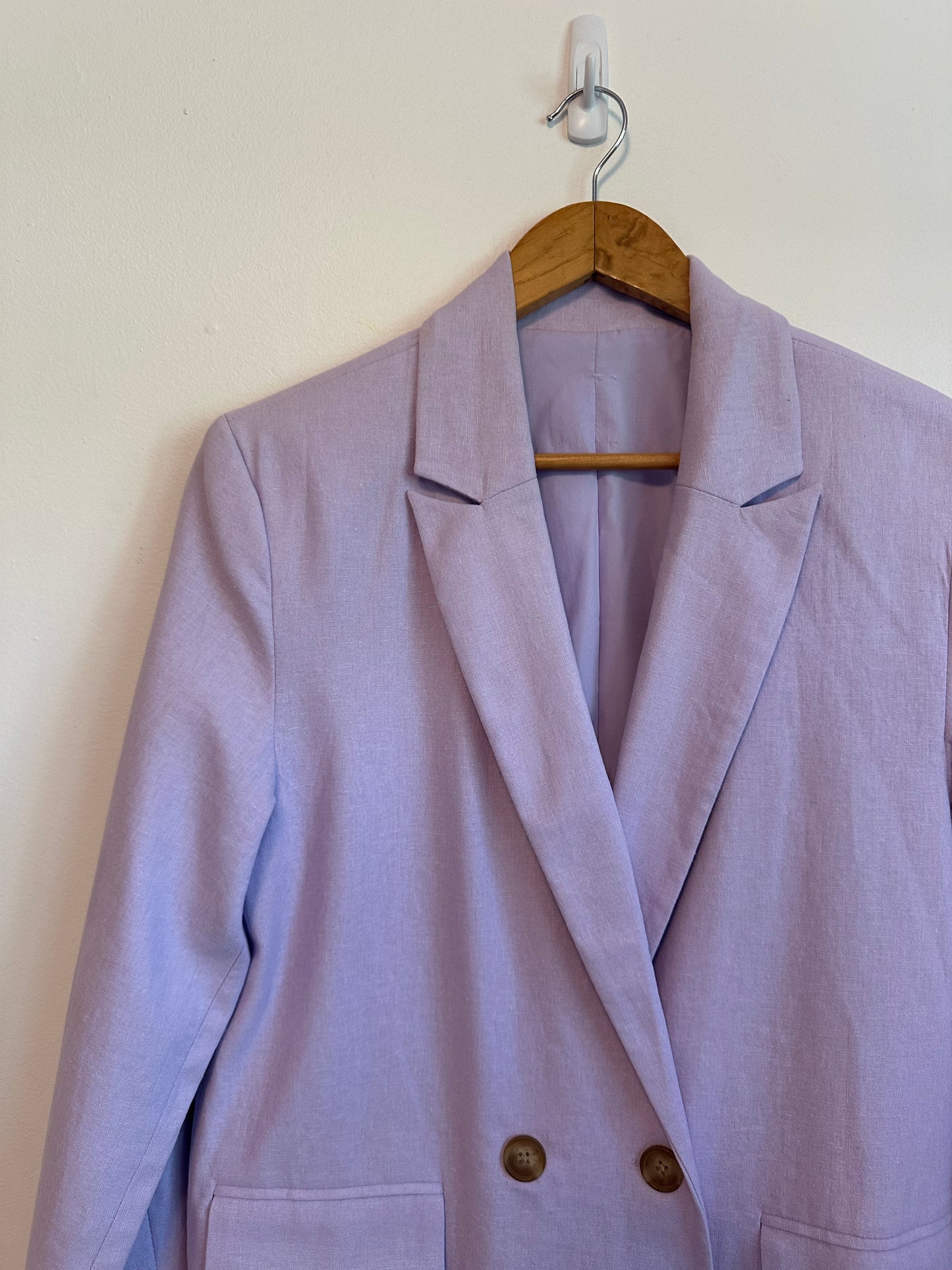 Old Navy Lavender Purple Linen Blend Double Breasted Blazer Jacket | Size Small