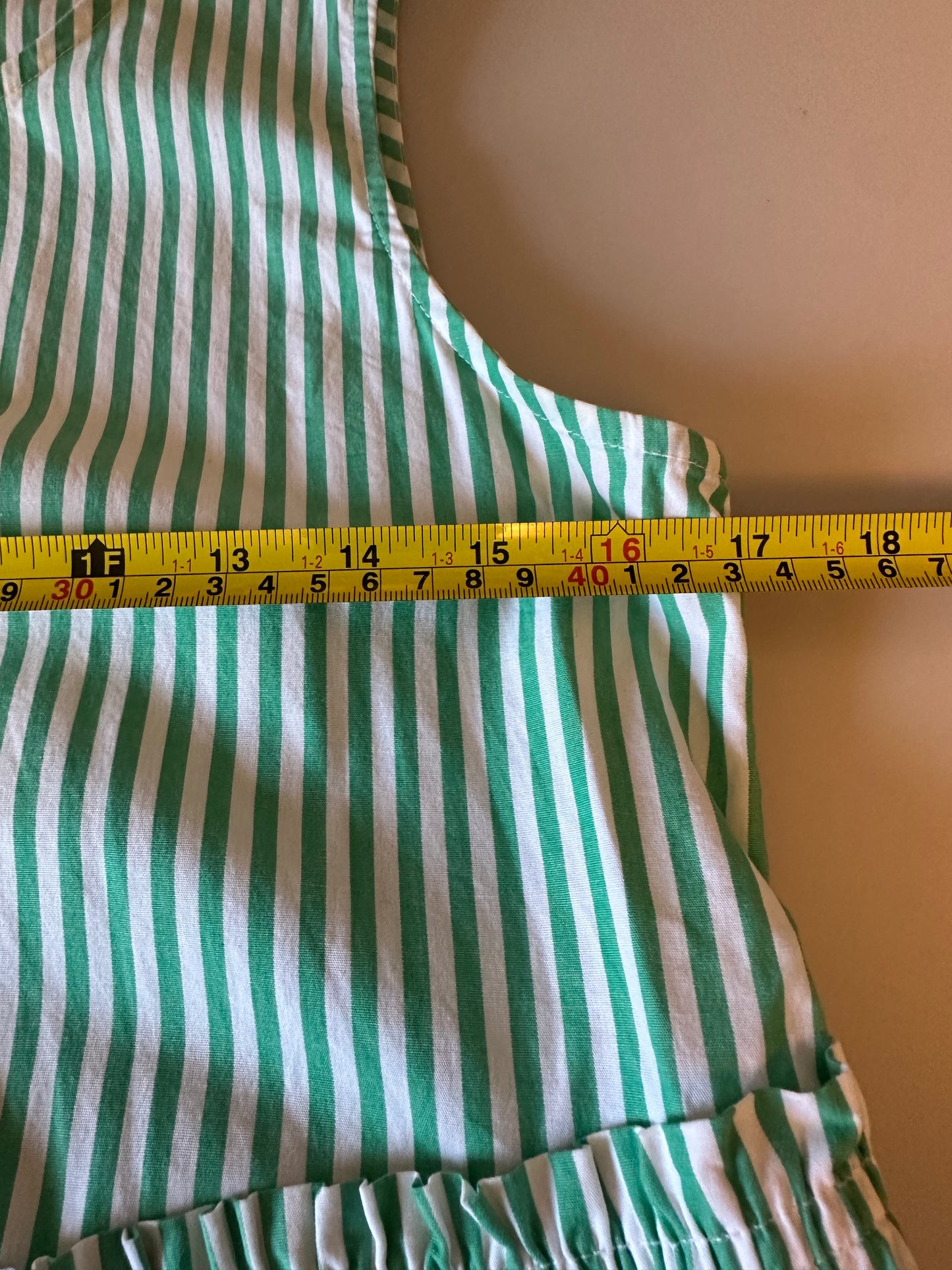 J. Crew Green and White Striped Tiered Sleeveless Dress | Size 2