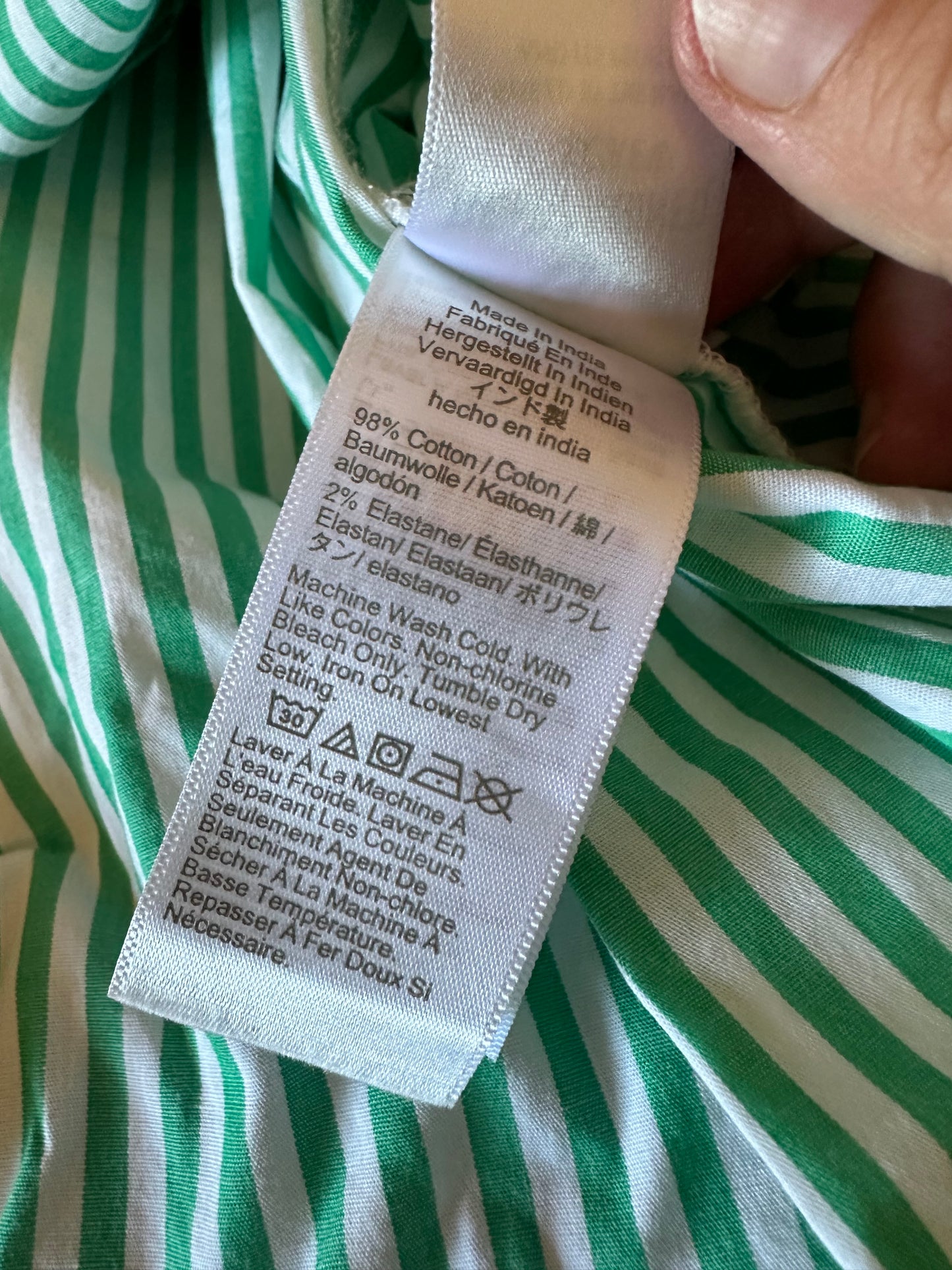 J. Crew Green and White Striped Tiered Sleeveless Dress | Size 2