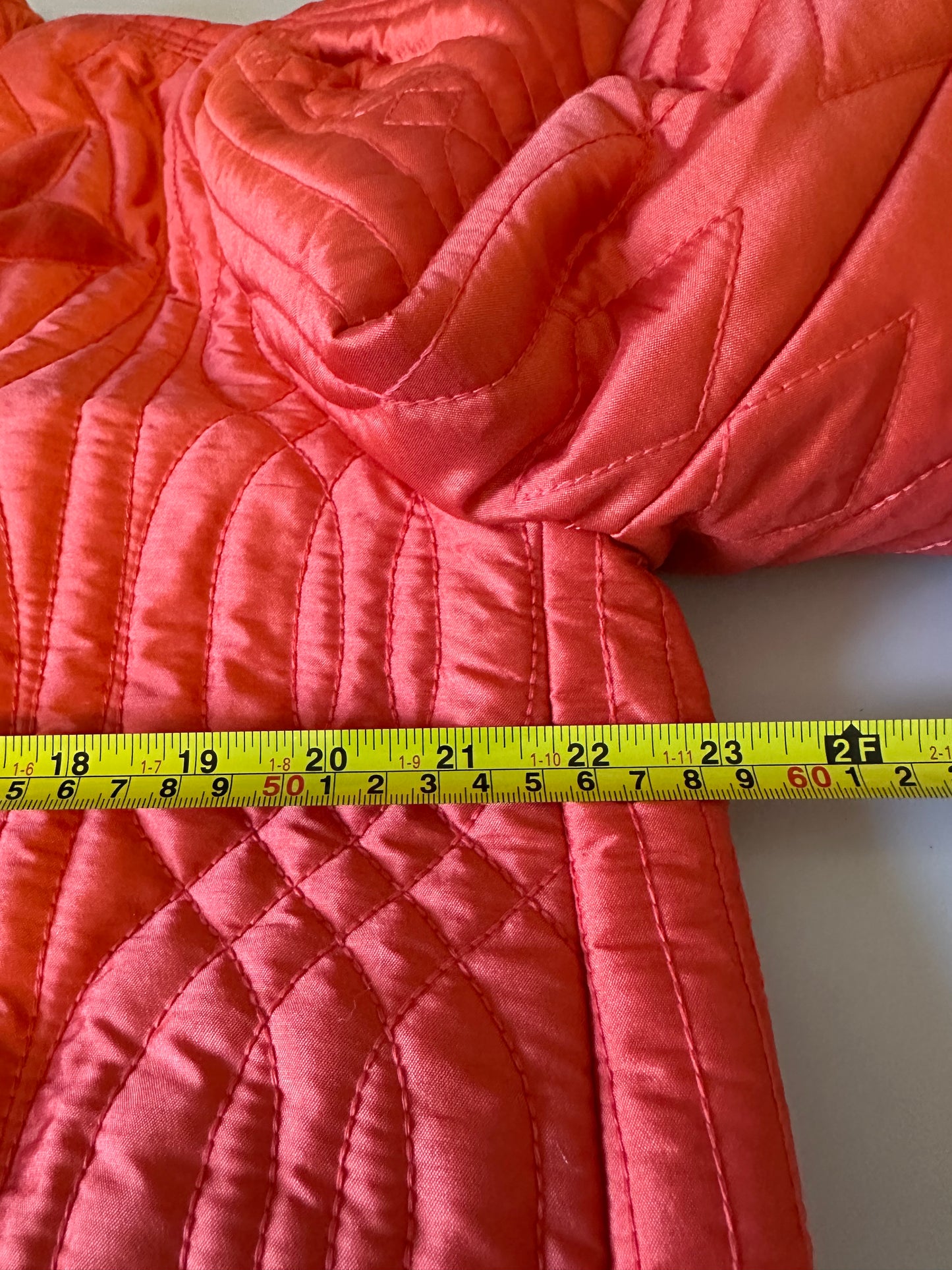 THML Orange Quilted Floral Applique Bomber Jacket | Size Large