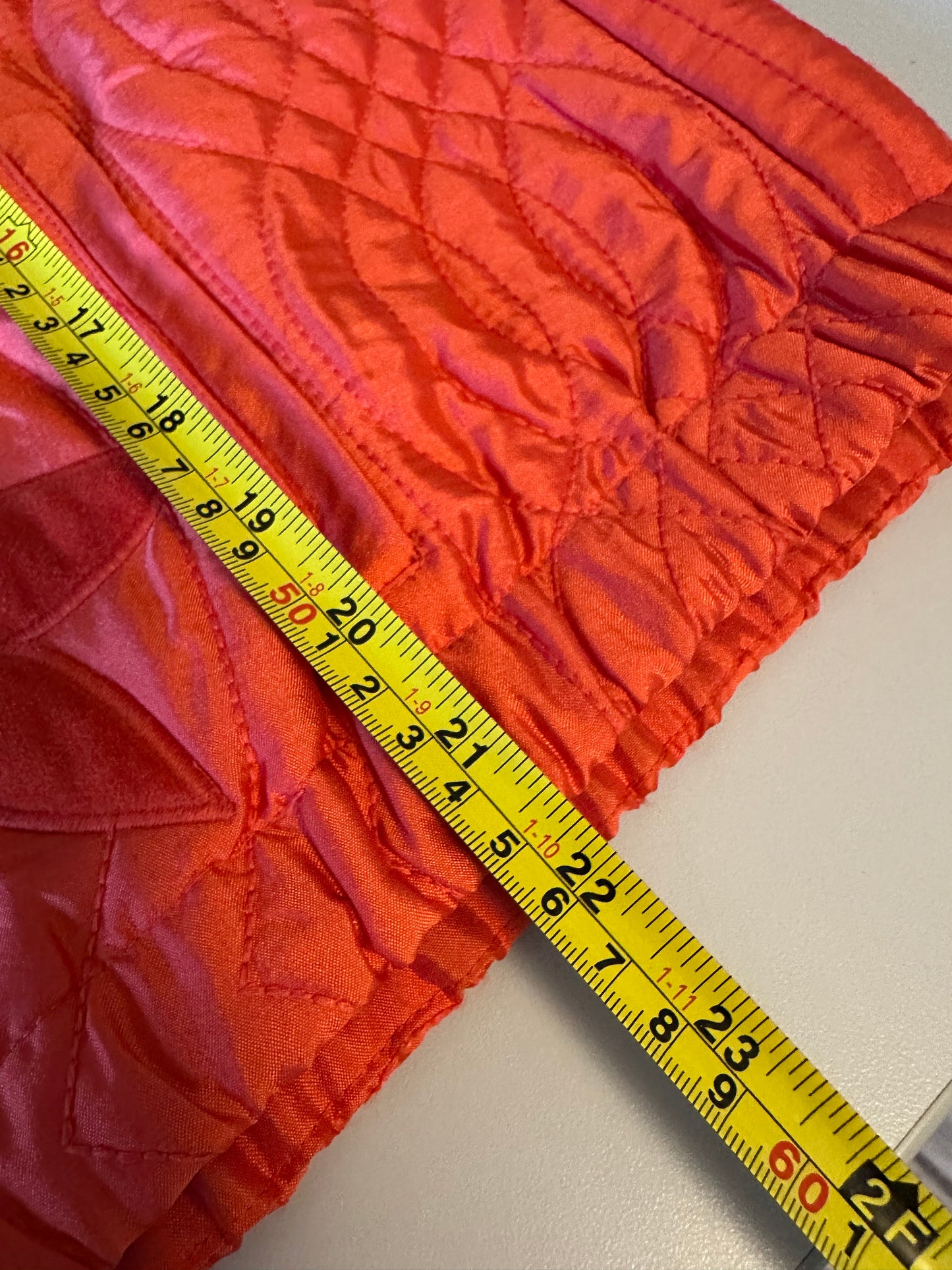 THML Orange Quilted Floral Applique Bomber Jacket | Size Large