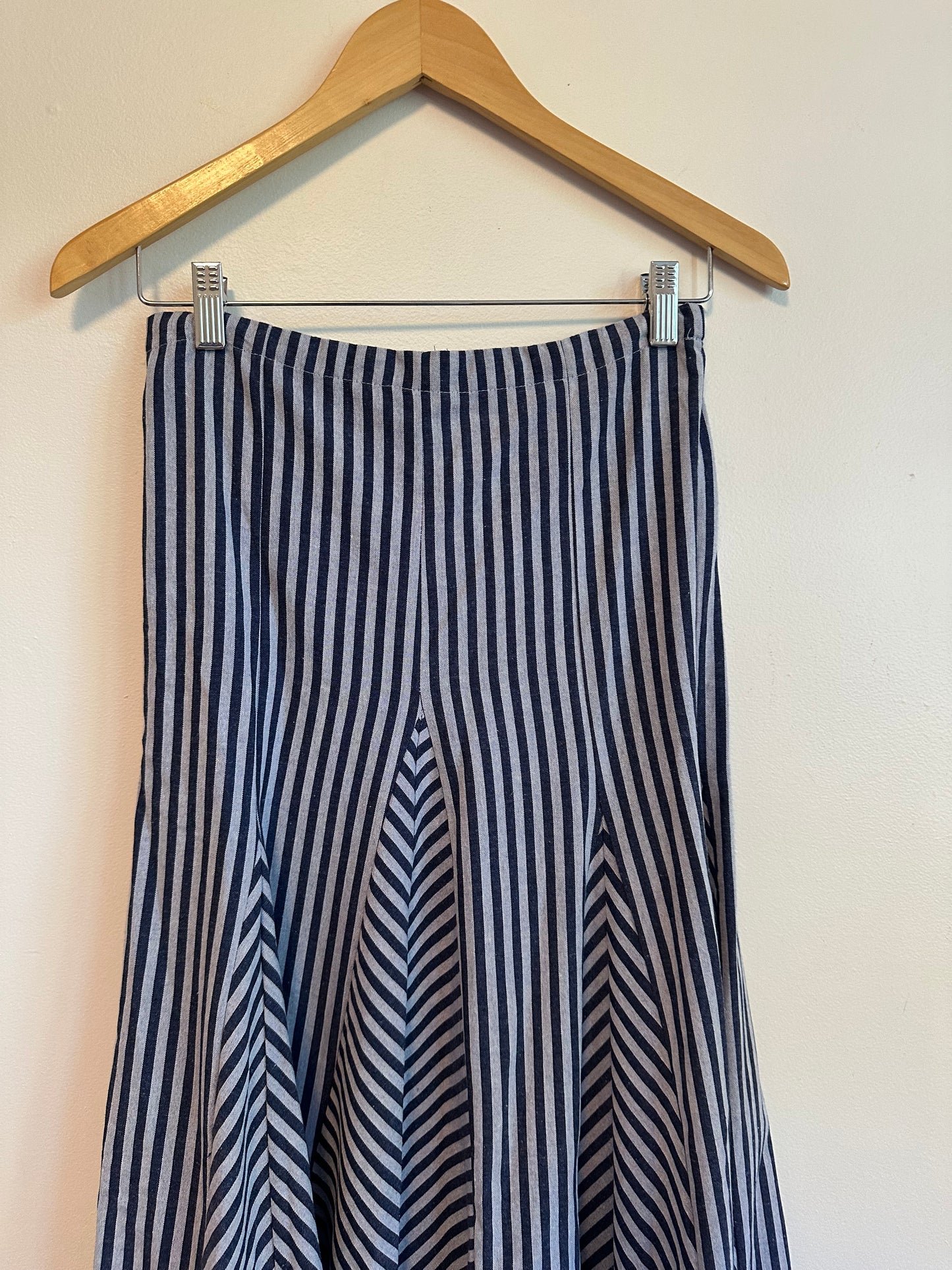 NWT Olivaceous Navy Striped Linen Blend Maxi Skirt | Size Small