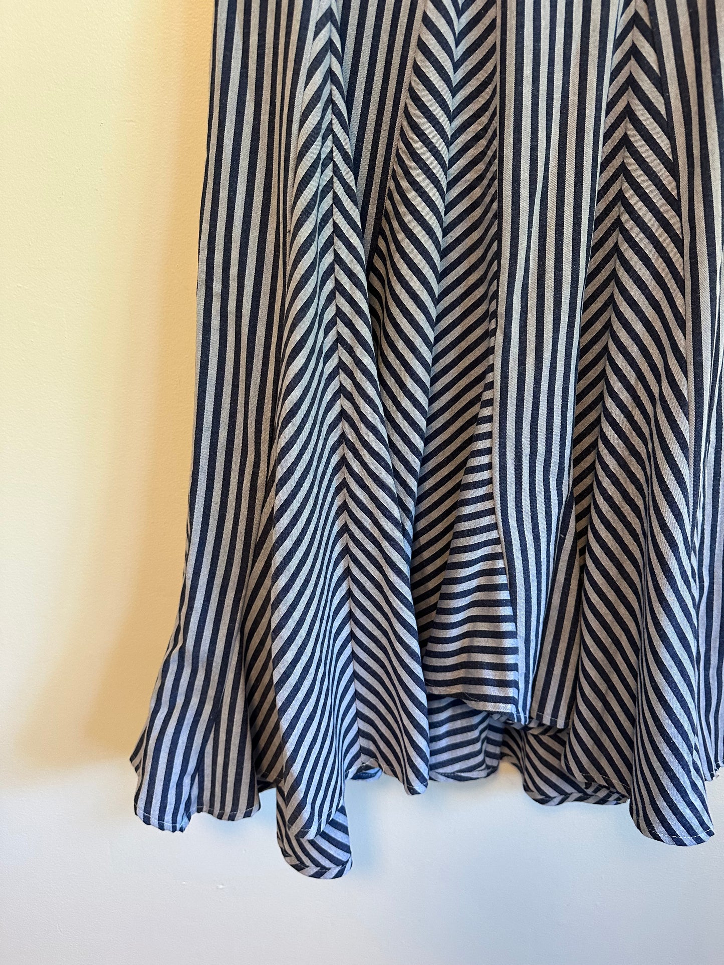 NWT Olivaceous Navy Striped Linen Blend Maxi Skirt | Size Small