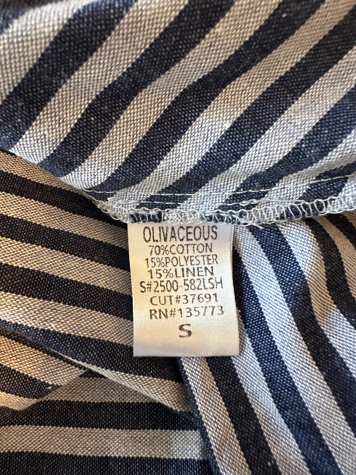 NWT Olivaceous Navy Striped Linen Blend Maxi Skirt | Size Small