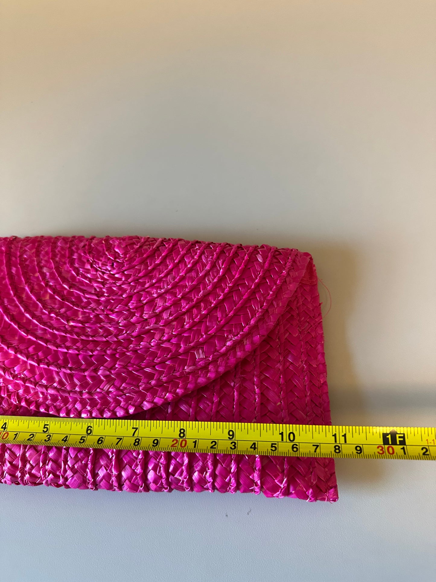 Shiraleah Hot Pink Woven Straw Envelope Clutch Bag