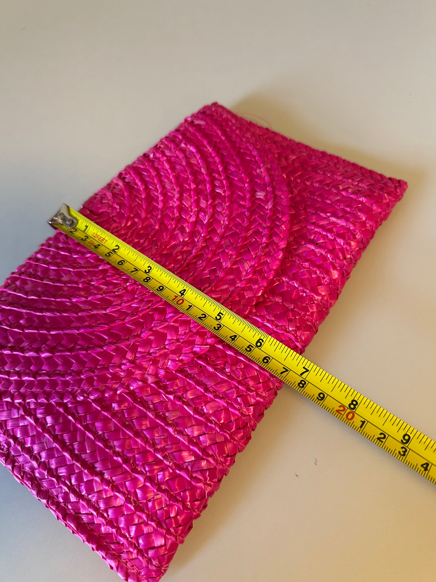 Shiraleah Hot Pink Woven Straw Envelope Clutch Bag