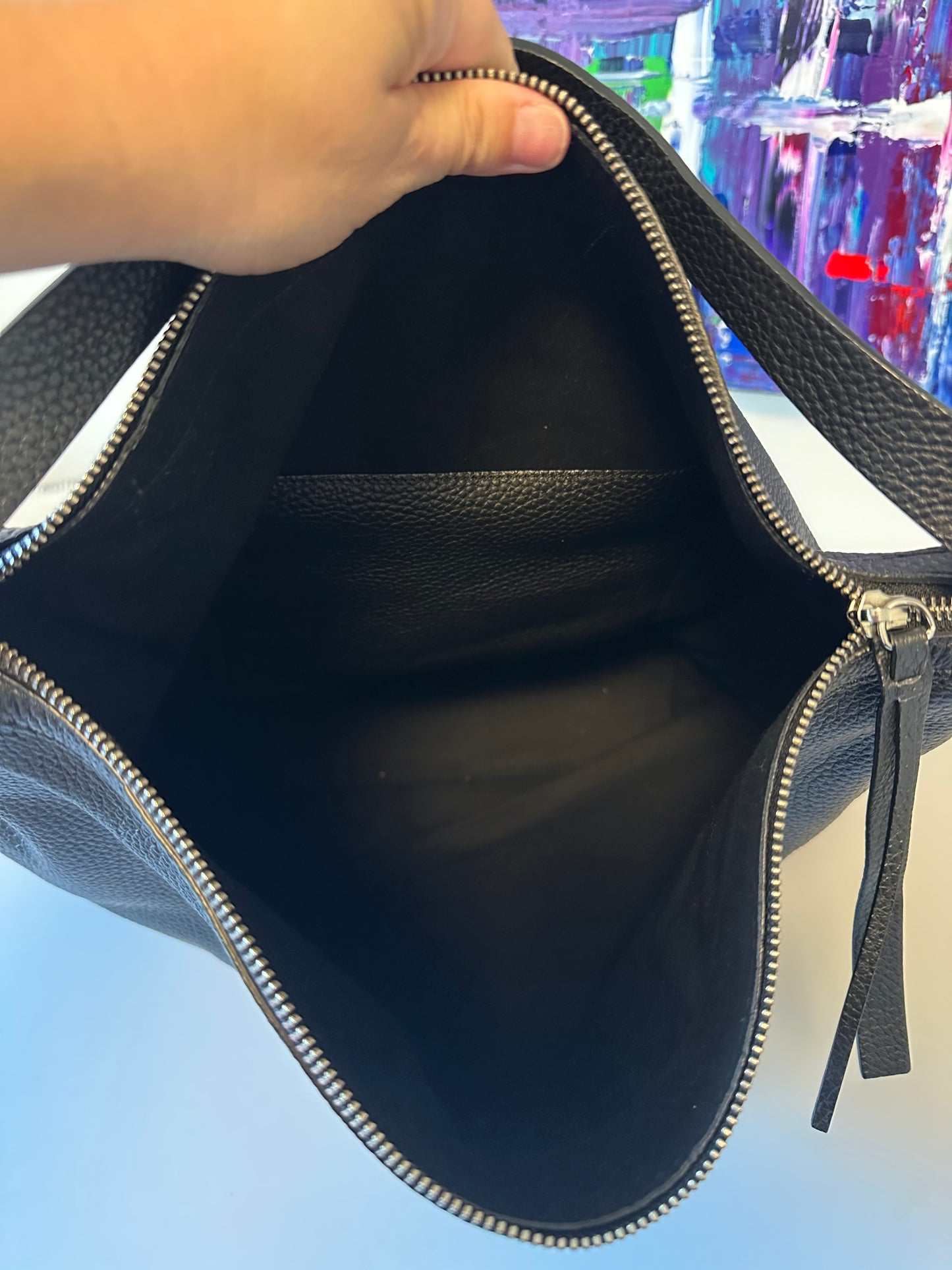 Everlane The Boss Bag Black Pebbled Italian Leather Hobo Shoulder Bag