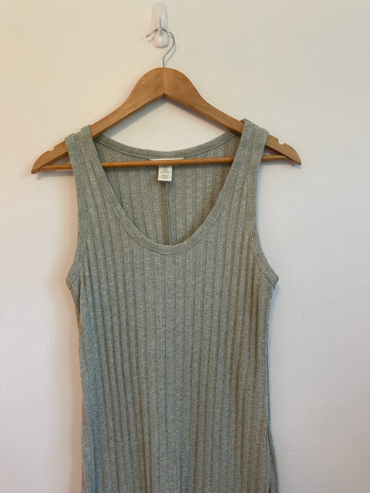 H&M Green Ribbed Knit Sleeveless Scoop Neck Tank Dress | Size Small
