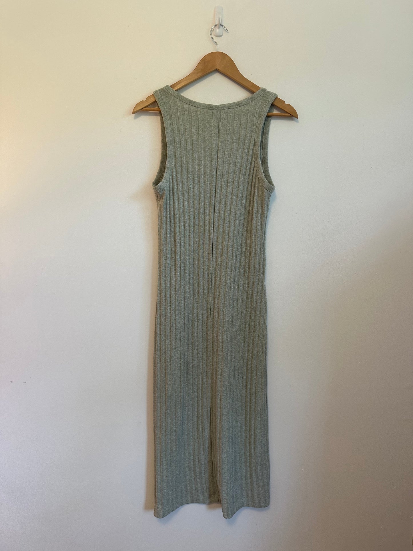 H&M Green Ribbed Knit Sleeveless Scoop Neck Tank Dress | Size Small