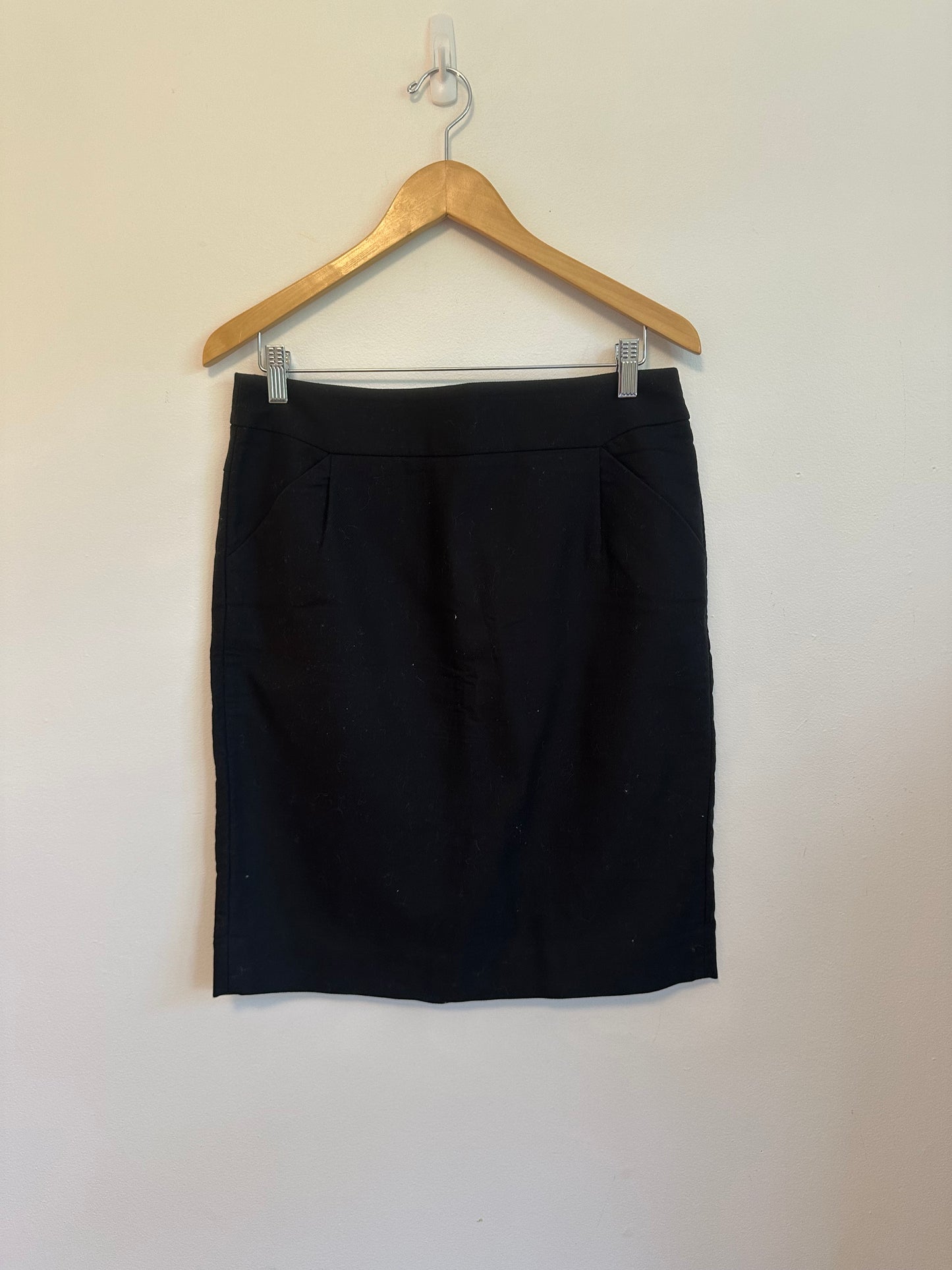 J. Crew The Pencil Skirt in Black Cotton Twill | Size 10