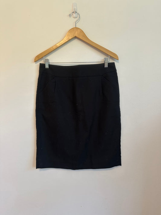J. Crew The Pencil Skirt in Black Cotton Twill | Size 10