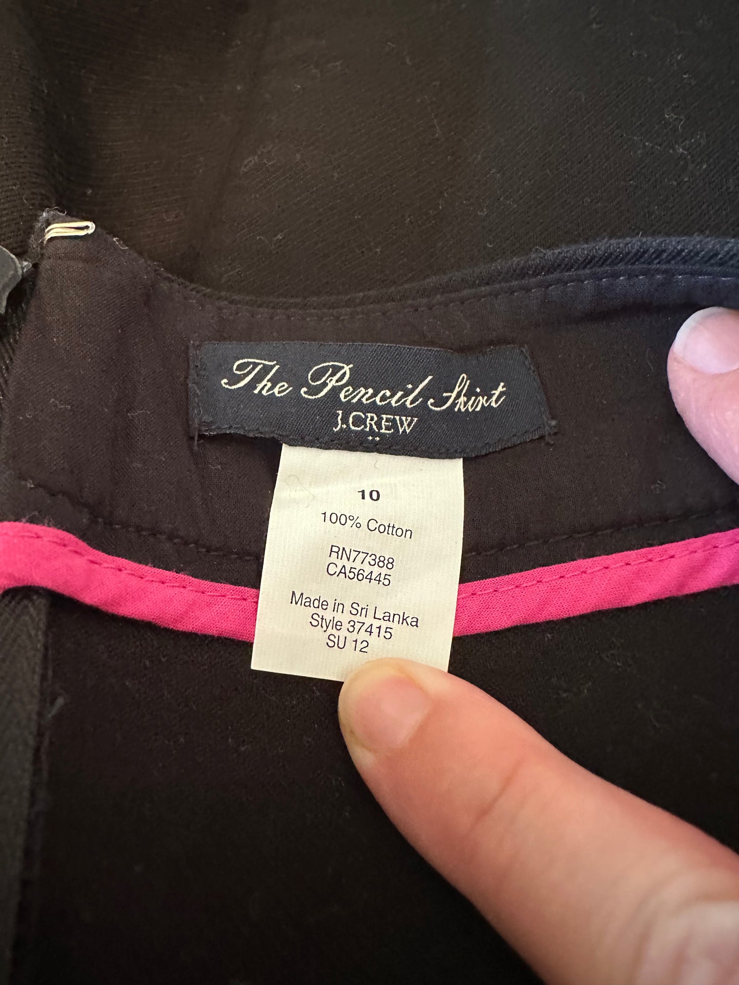 J. Crew The Pencil Skirt in Black Cotton Twill | Size 10