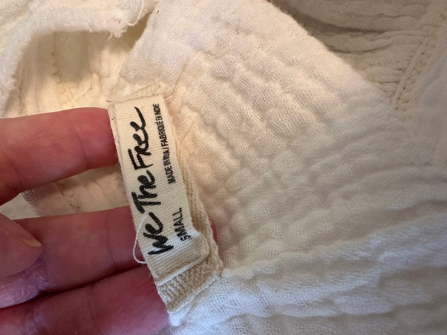 We The Free x Free People White Cotton Gauze Button Down Blouse | Size Small