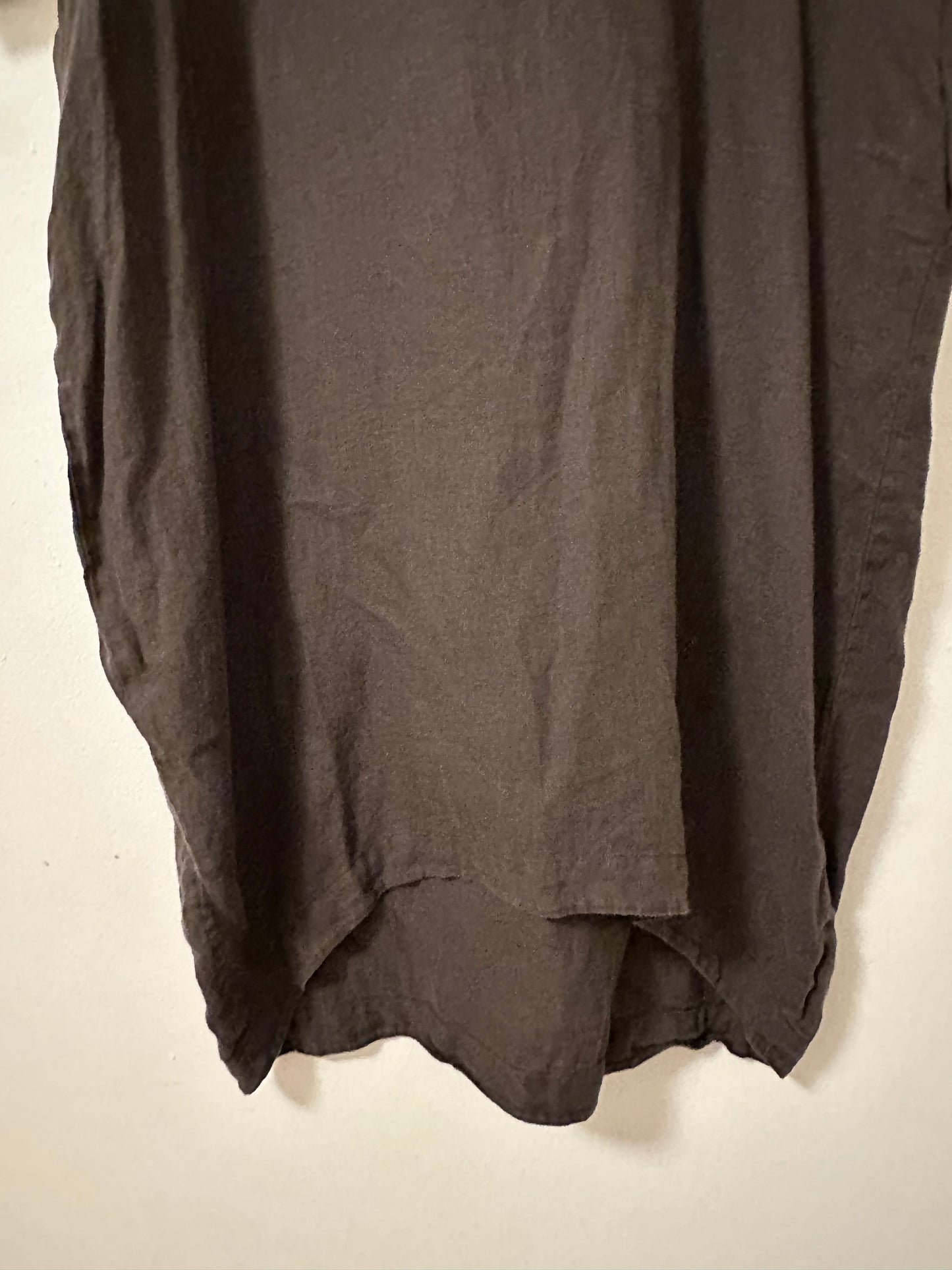 Black Crane Cocoon Short Sleeve Linen Dress in Brown | Size XS