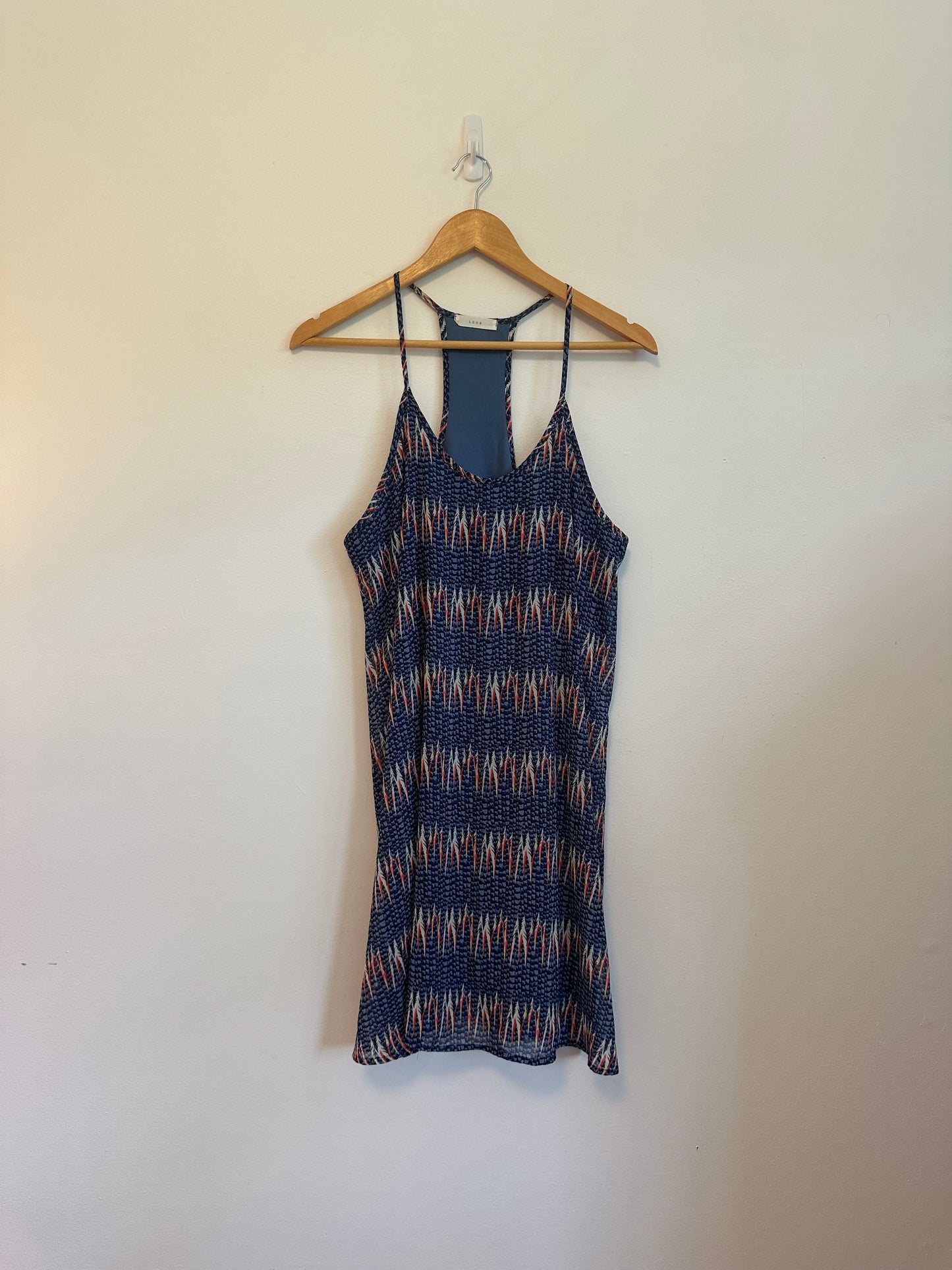 Lush Blue Geometric Racerback Mini Dress | Size Large