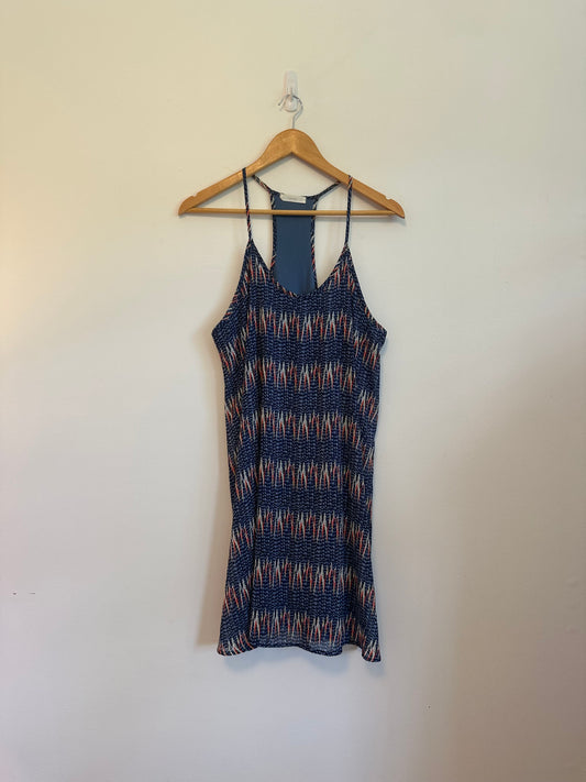 Lush Blue Geometric Racerback Mini Dress | Size Large
