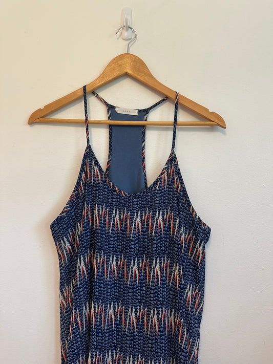 Lush Blue Geometric Racerback Mini Dress | Size Large