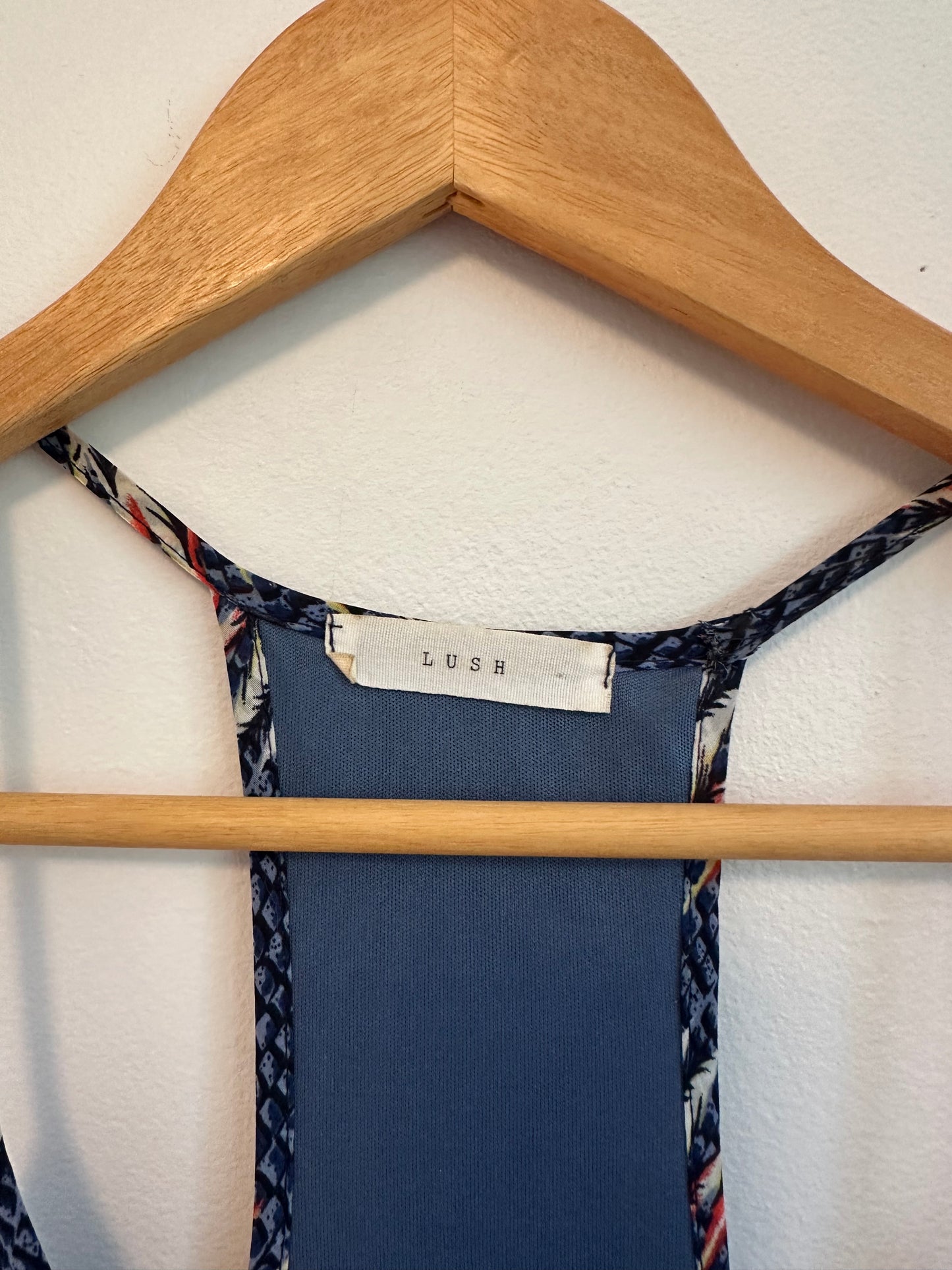 Lush Blue Geometric Racerback Mini Dress | Size Large
