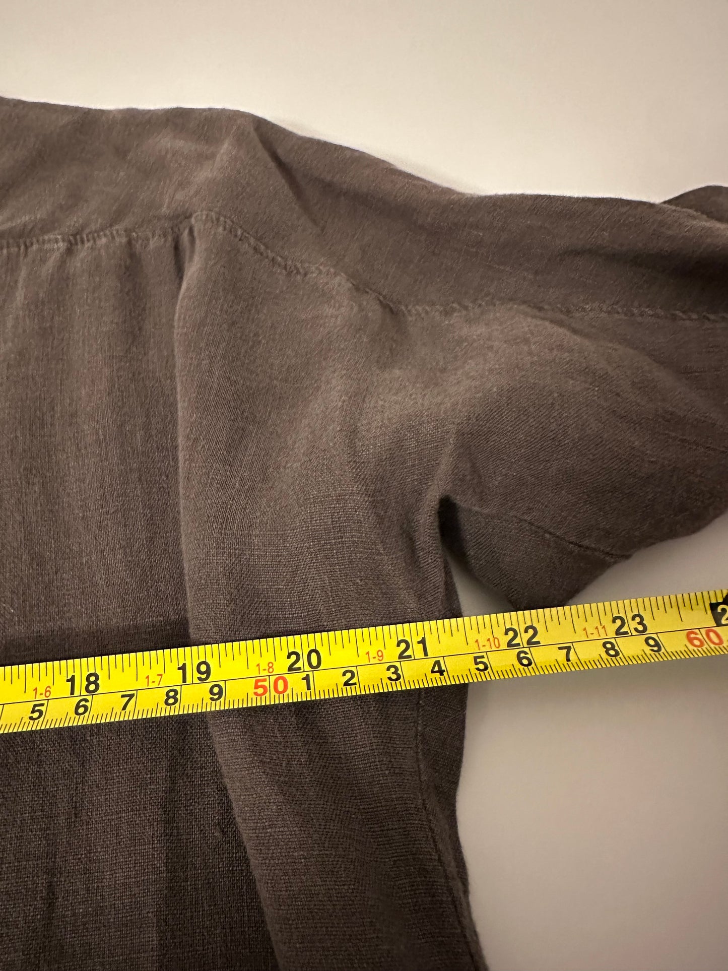 Black Crane Cocoon Short Sleeve Linen Dress in Brown | Size XS