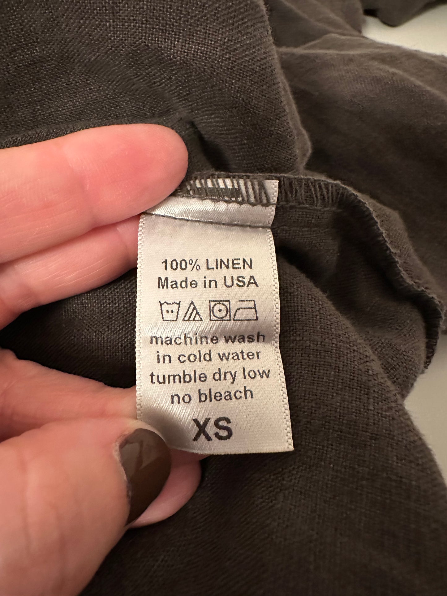 Black Crane Cocoon Short Sleeve Linen Dress in Brown | Size XS