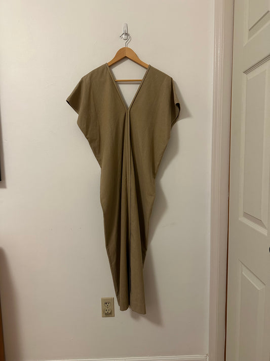 Baserange Dadar Silk Midi Dress in Nami Green | Size Small