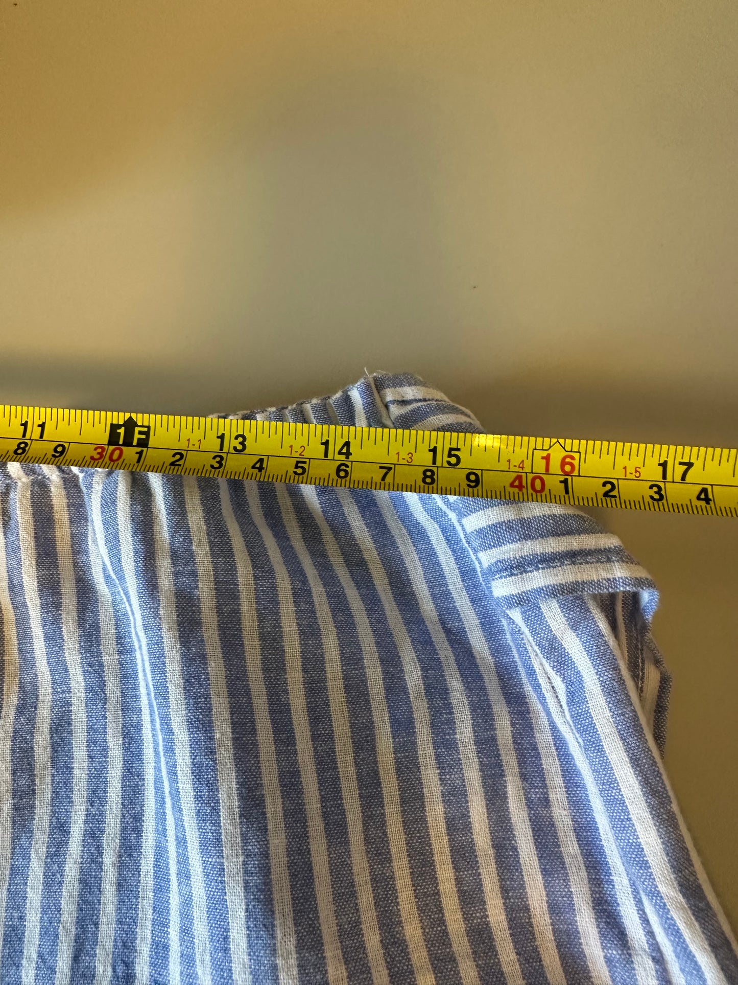 Beachlunchlounge Blue and White Striped Wide Leg Linen Blend Pants | Size Medium