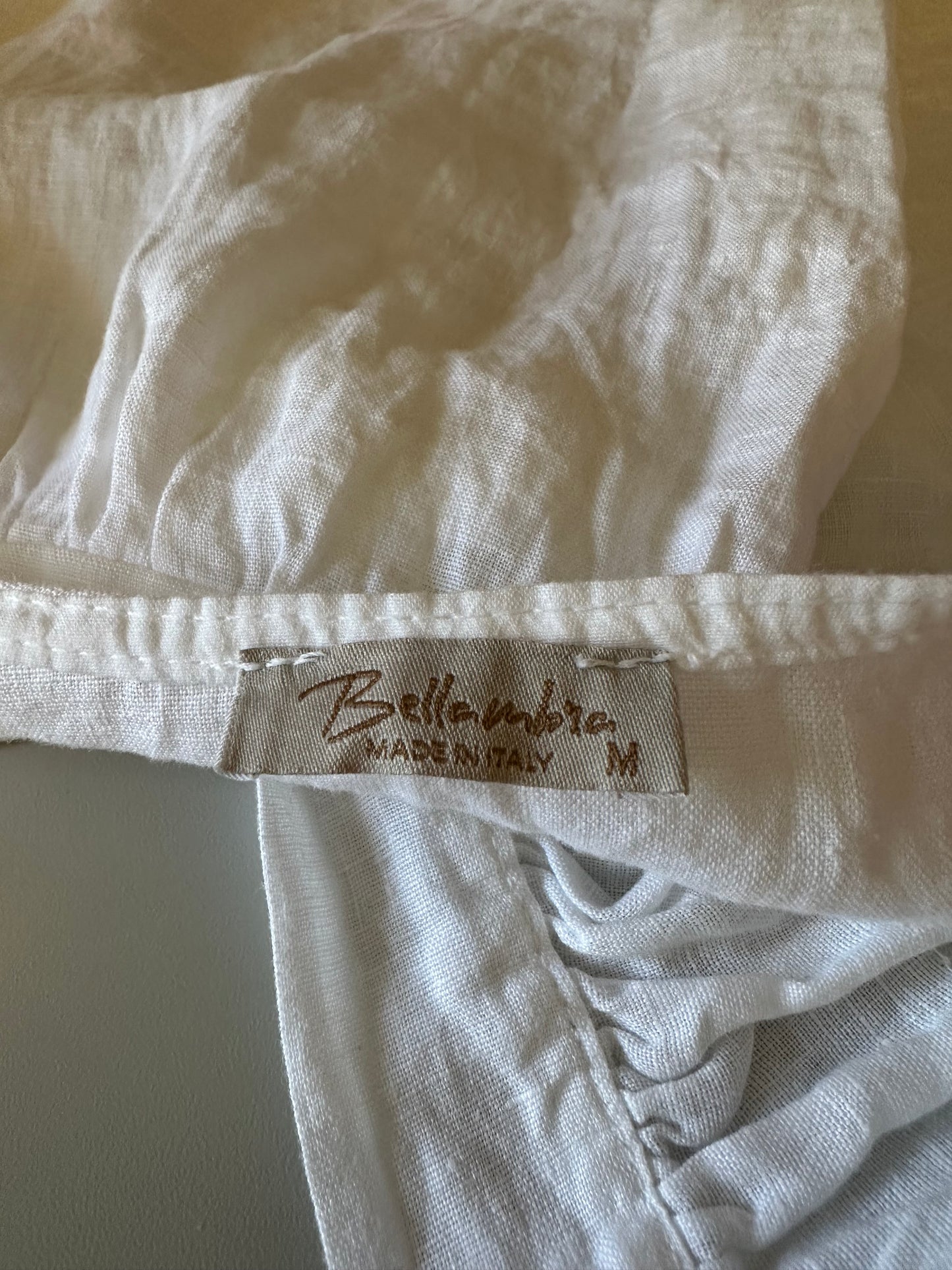 Bellambra White Linen Ruffle Sleeve Tank Top | Size Medium