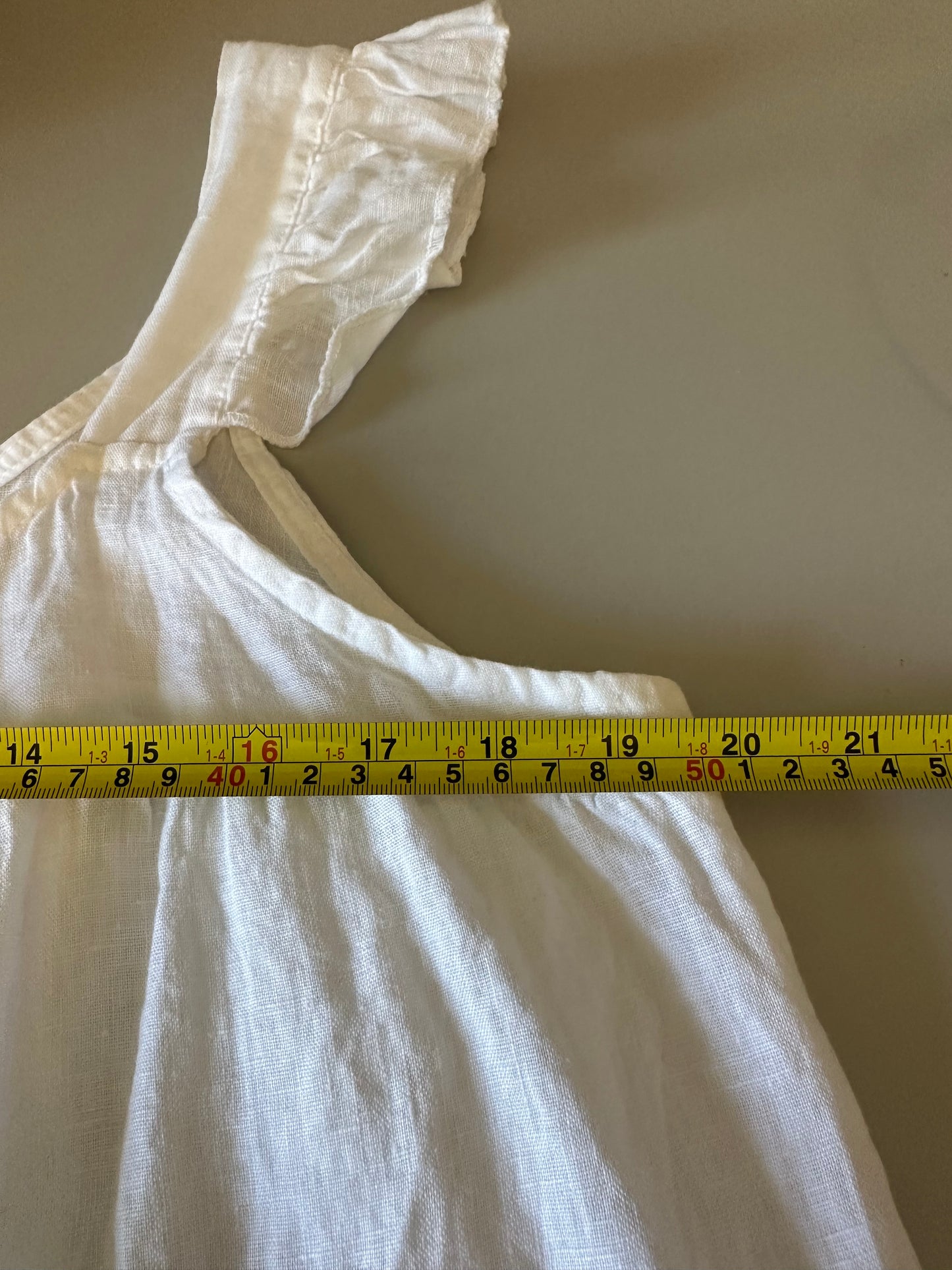 Bellambra White Linen Ruffle Sleeve Tank Top | Size Medium
