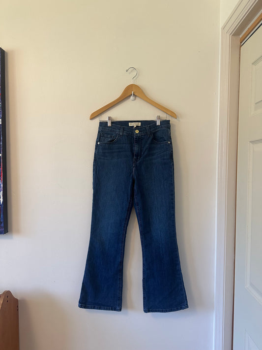 Current/Elliott Cropped Kick Flare Blue Denim Jeans | Size 28
