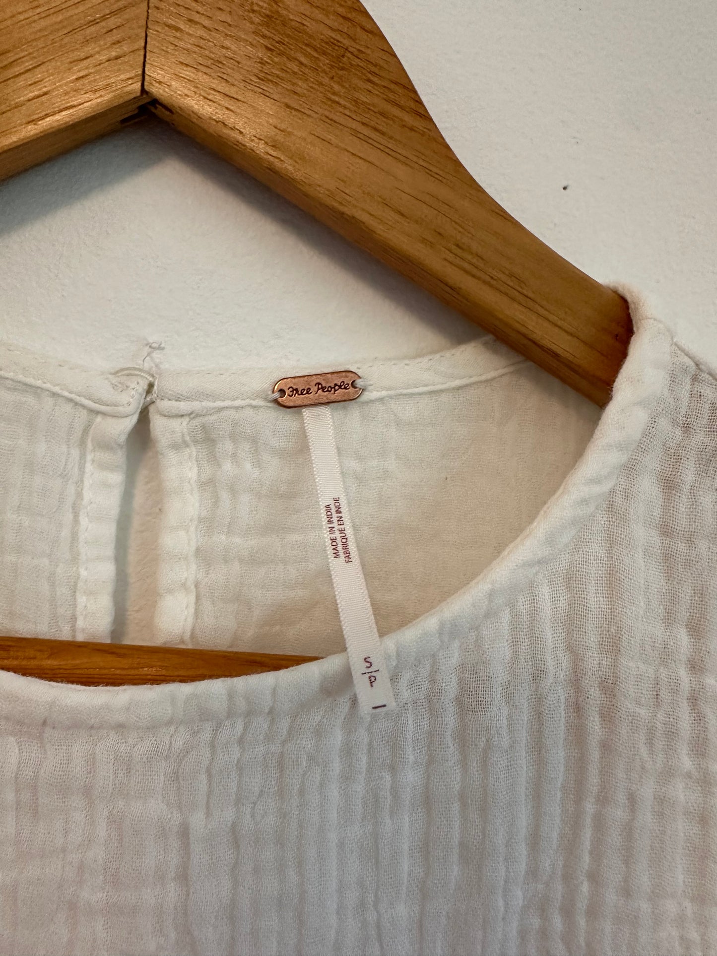 Free People White Gauze Ruffle Sleeveless Peplum Blouse | Size Small