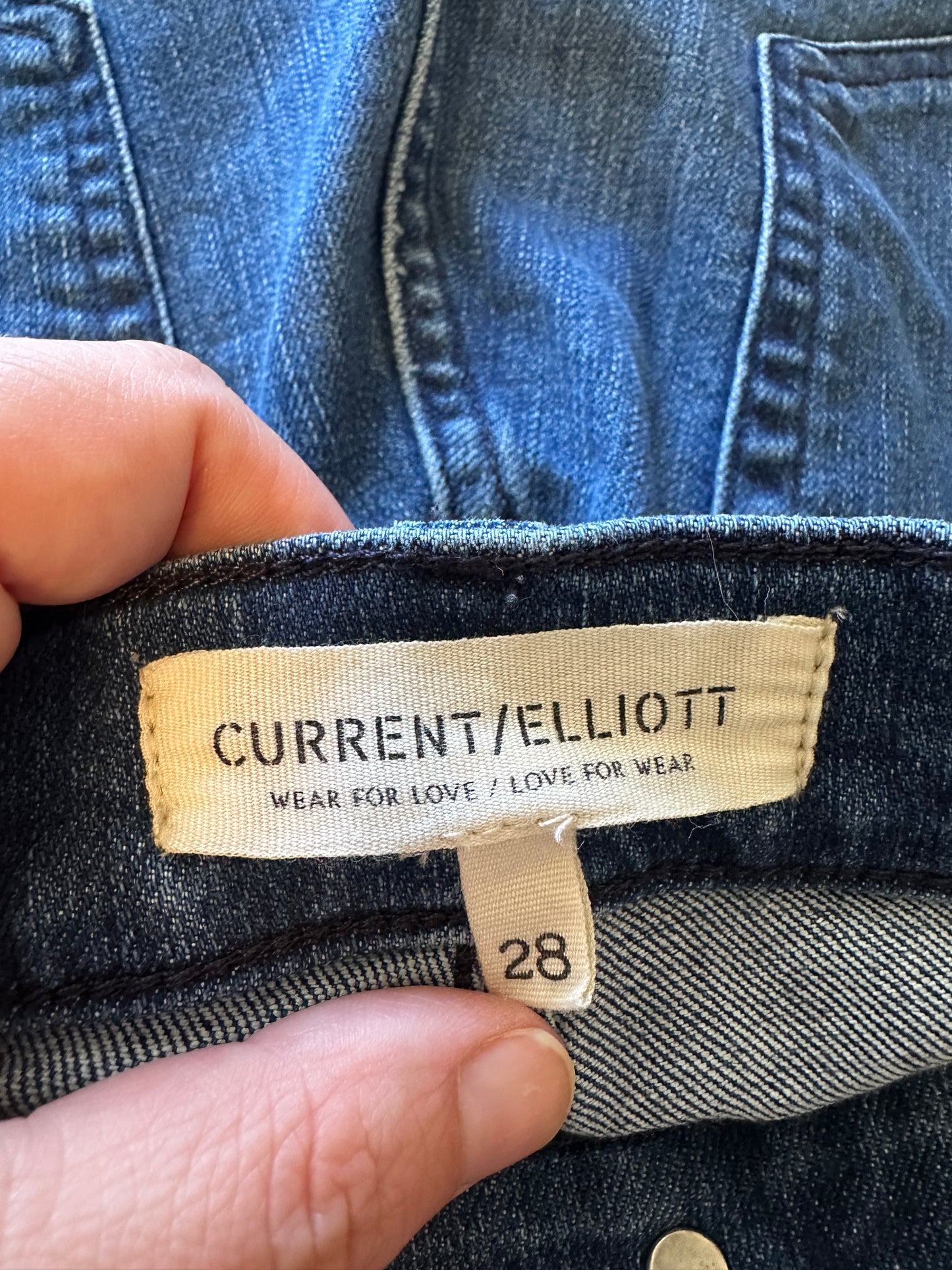 Current/Elliott Cropped Kick Flare Blue Denim Jeans | Size 28